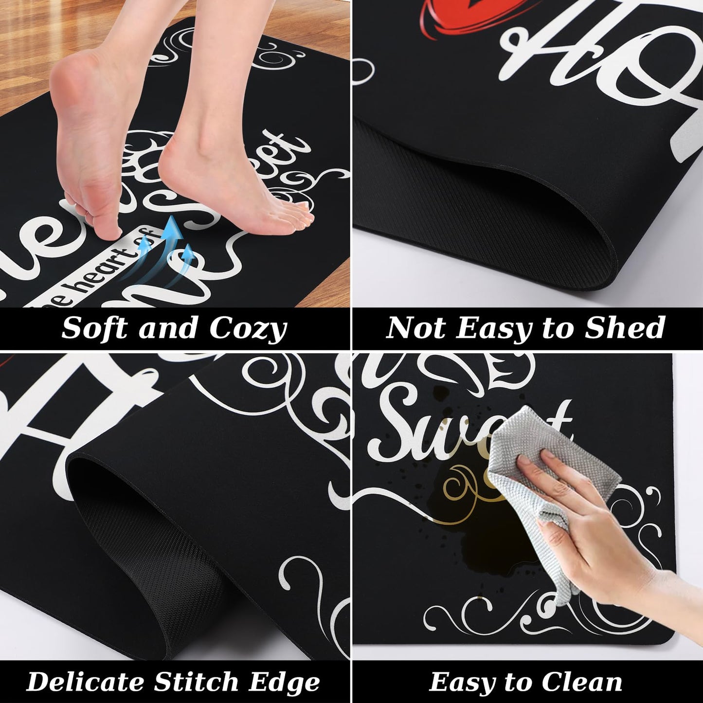 XLHOMO Kitchen Runner Rugs of 3, Non Slip Cushioned Kitchen Mats for Floor Waterproof Comfort Kitchen Rugs and Mats Farmhouse Chef Mats Floor Carpet for Sink,Laundry Room