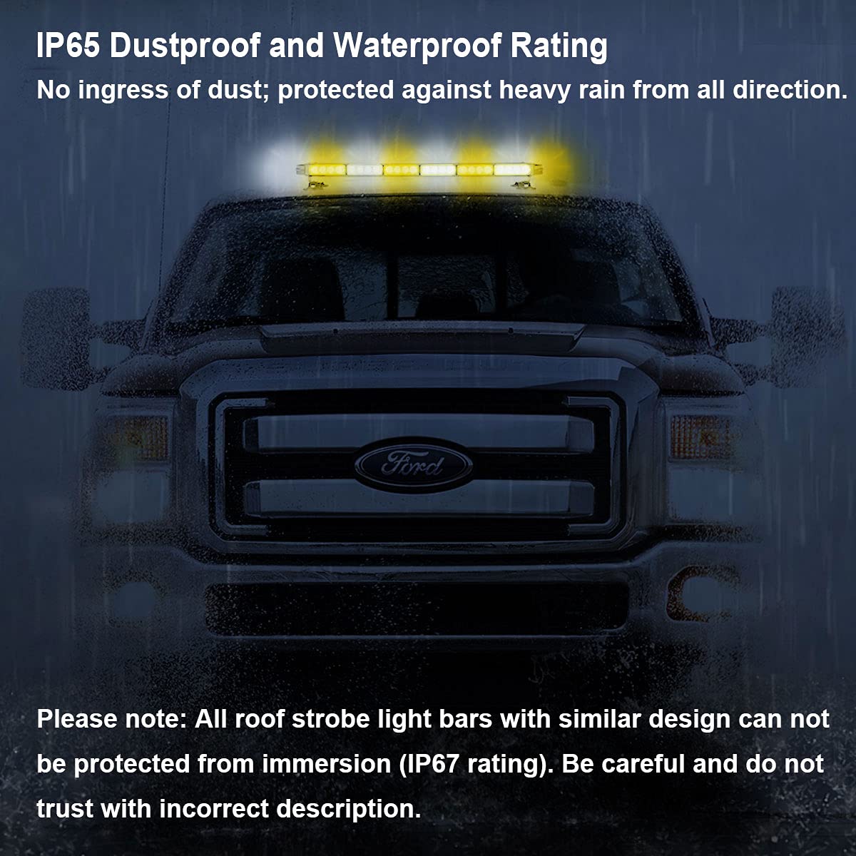 WOWTOU Rooftop Safety Flashing 56 LED Amber White Emergency Light Bar for Construction Vehicles Tow Trucks Snow Plows, Strong Magnetic Strobe Beacon Lights