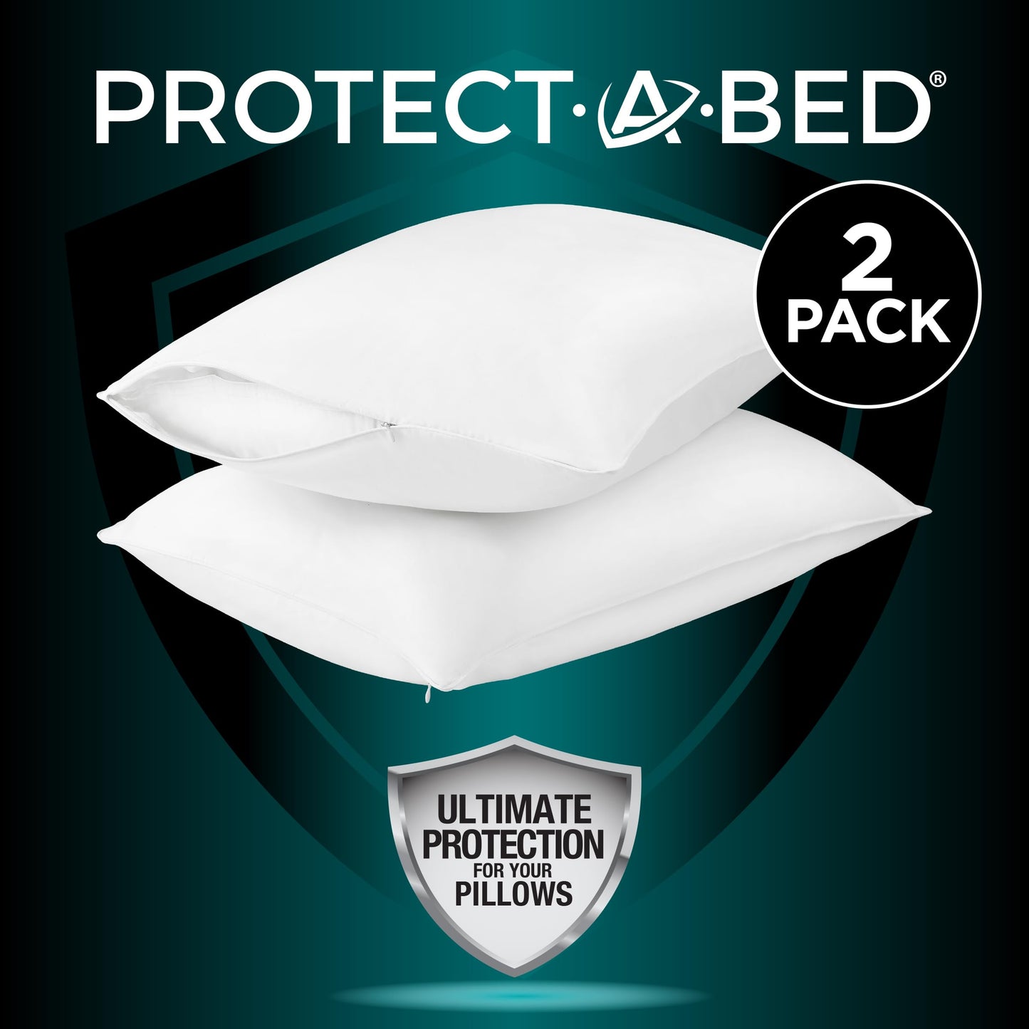 Protect-A-Bed AllerZip King 20" x 36" Pillow Protectors (Set of 2), Bed Bug and Dust Mite Proof, Noiseless and Odor-Resistant Pillow Covers, 100% Waterproof, Machine Washable