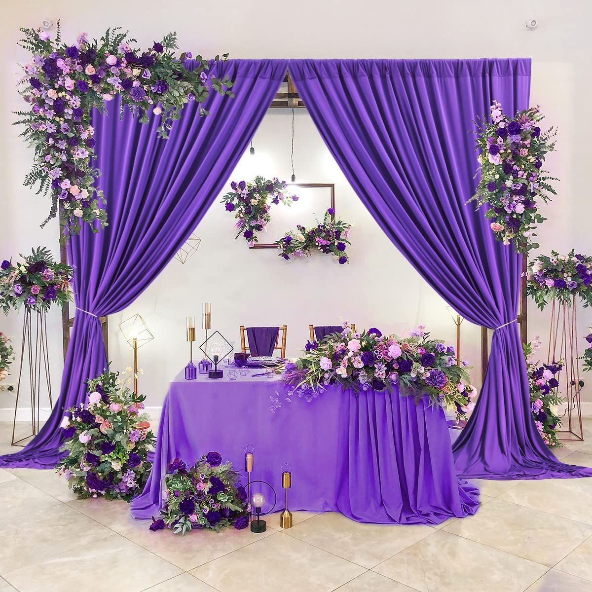 AK TRADING CO. 10 feet x 10 feet Purple Polyester Backdrop Drapes Curtains Panels with Rod Pockets - Wedding Ceremony Party Home Window Decorations (DRAPE-5x10-PURPLE)