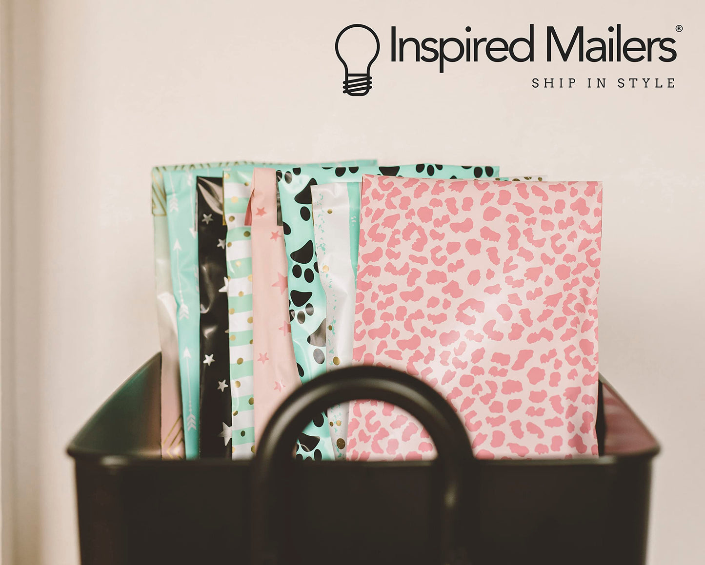 Inspired Mailers - Poly Mailers 16x22-50 Pack - Rose Gold Cheetah - Large Mailing Envelopes - Large Shipping Envelopes - Large Shipping Bags - Big Mailers