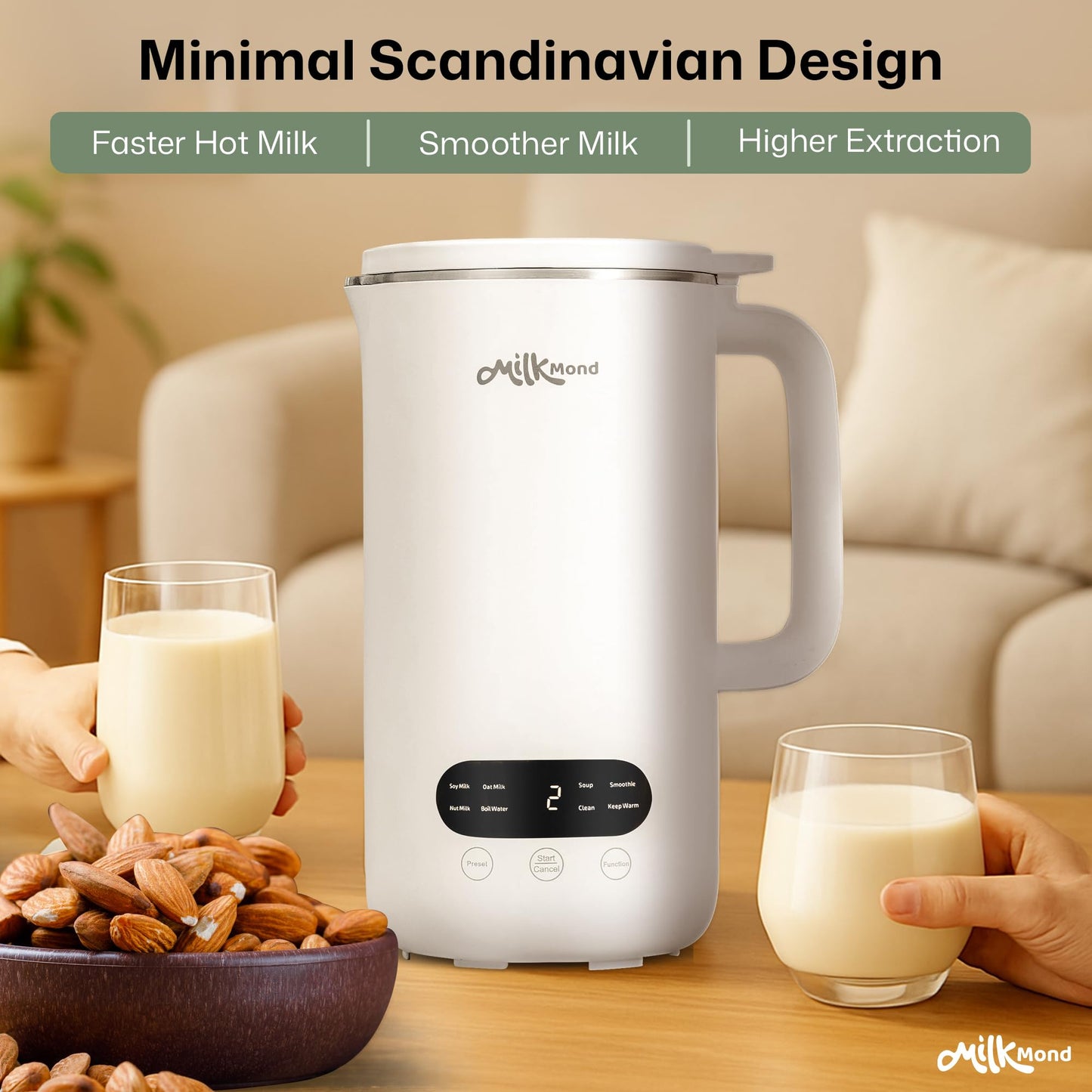 8-in-1, 32oz Nut Milk Maker Machine – Creamy Almond, Oat, Soy Milk, Soup Maker & Smoothies | Plant Based Beverages | 10 Stainless Steel Blades, Auto-Clean, Boil Water/Keep Warm | 12-Hour Delay Start