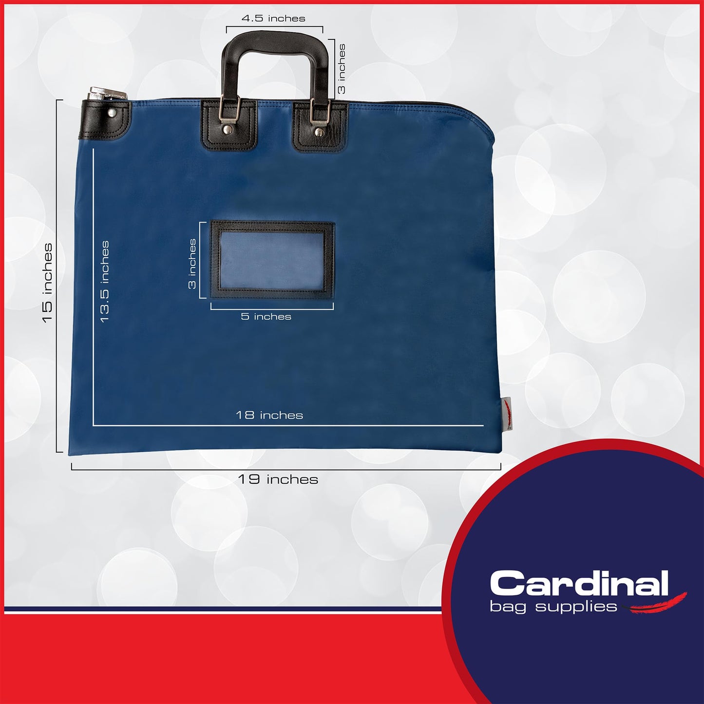 Cardinal bag supplies Locking Document Security Bag with Handles, HIPAA Compliant Medical Record Storage, Secure File Transport Pouch for Legal, Business, Financial, 15" x 19" (Navy Blue)