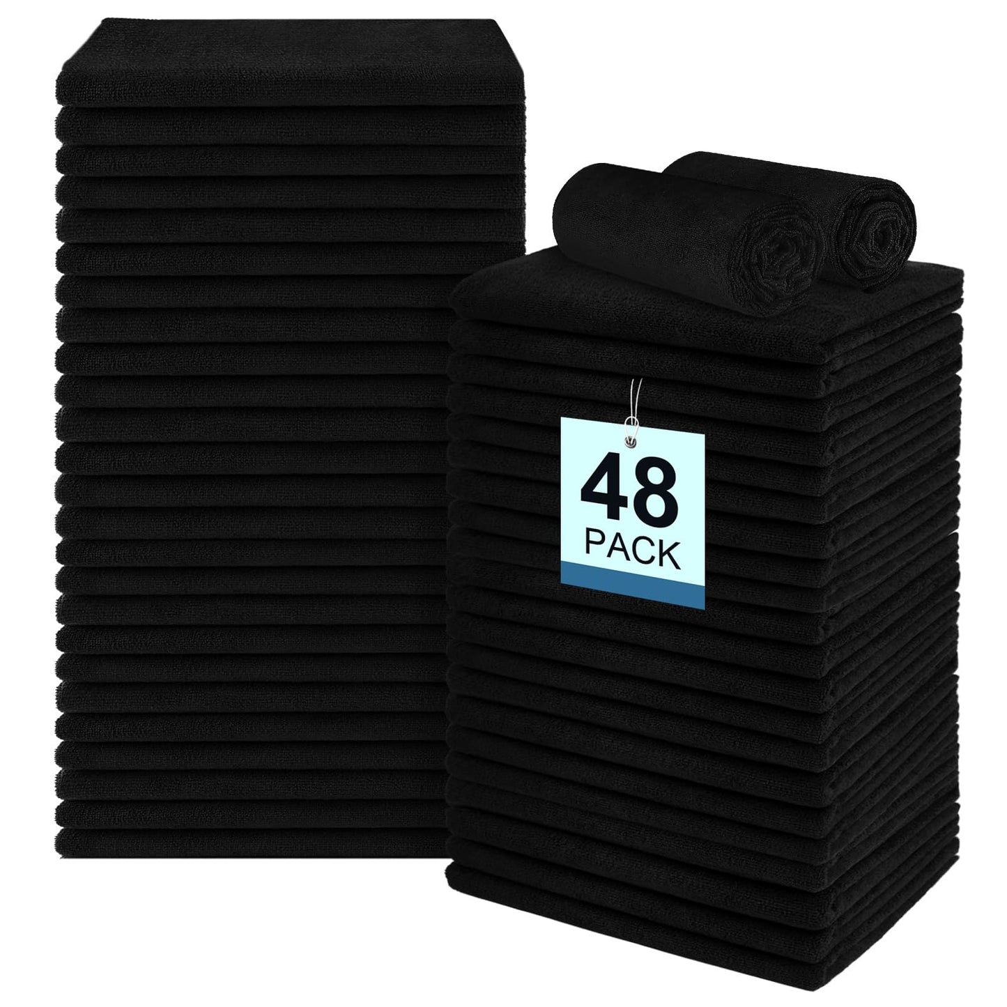 UNIMADE 48 Pack Salon Towels - Highly Absorbent and Quick Drying Hand Towels, Premium Wash Cloths for Bathroom, Gym, Shower, Hotel, and Spa - 16x27 inch (Black)