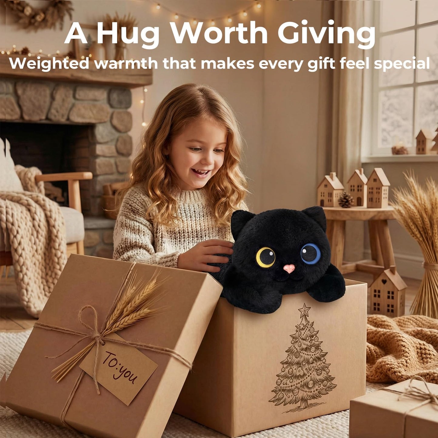 Mewaii Weighted Stuffed Animals with Microwavable Heating Pad - 5 lbs Adjustable, Heatable & Coolable Cat Plush for Realistic Hug, Removable Inner Pad, Perfect Plush Gift for Kids, Adults (23 Inch)