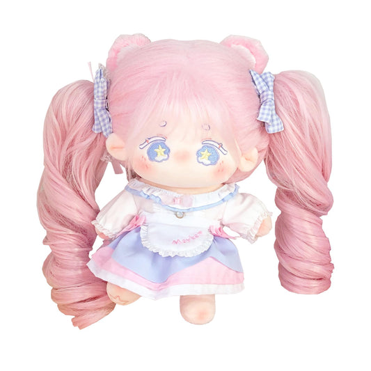 CALEMBOU Plush Doll, 20cm Cute Cotton Doll with Skeleton, Anime Plushies Soft Stuffed Dress Up Dolls, Kawaii Plush Toys Gift Come with Doll Clothes (Doll&Clothes-Maybe-Pink)