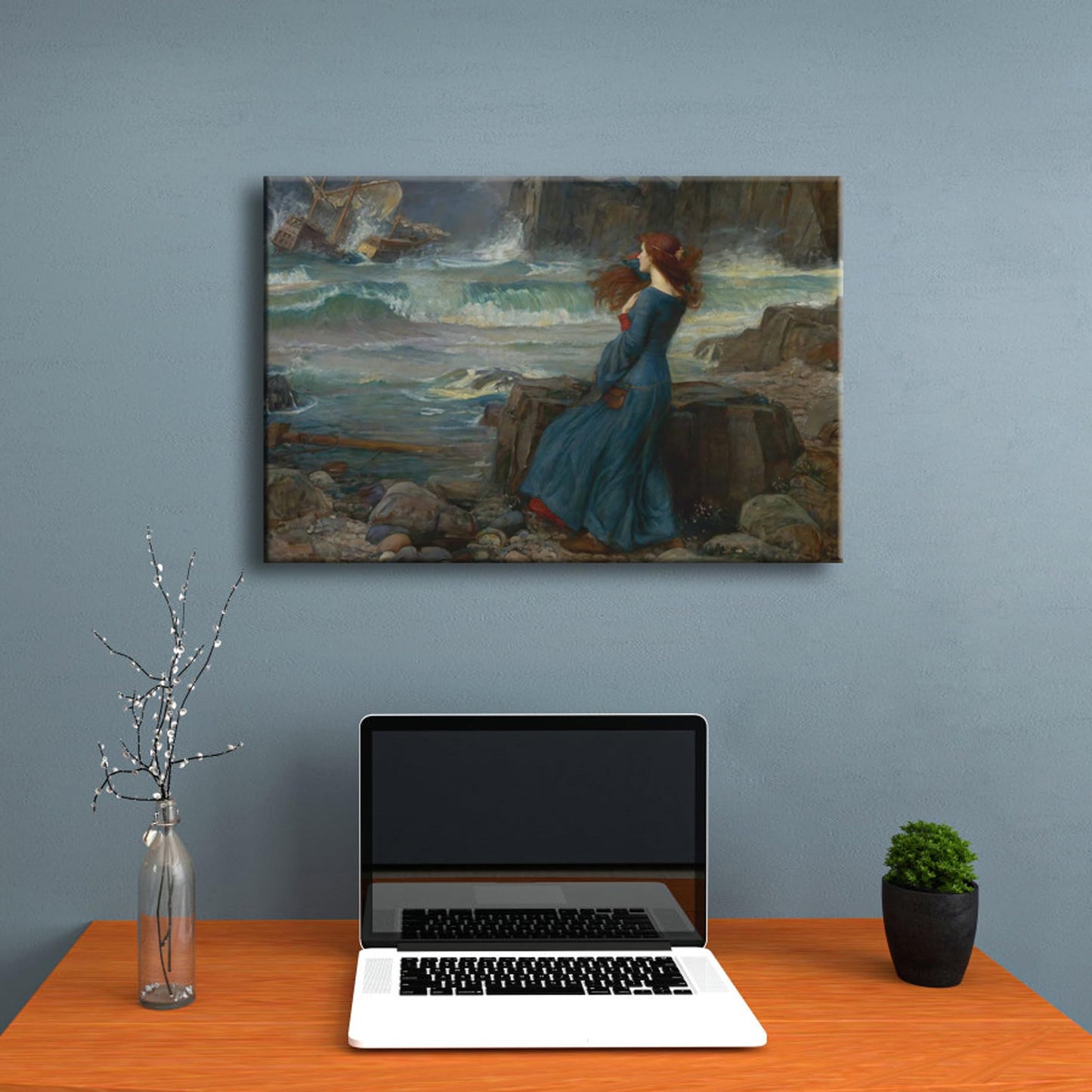Wieco Art Canvas Print Wall Art Miranda The Tempest 1916 by John William Waterhouse Classic Art Print Pre Raphaelites Wall Art Woman Portrait Artwork for Living Room Home Decorations