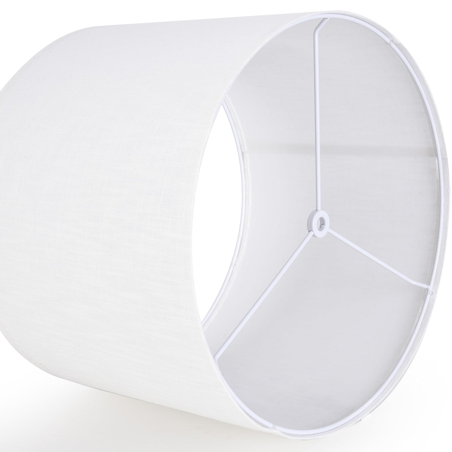 White Linen Lampshades Set of 2 Large, Drum Lamp Shade 16" Top x 16" Bottom x 10" High (Spider) Modern Lamp Shades for Table Lamps & Floor Lamp - Lampshades Replacement,Required Assembly -By GO&SO