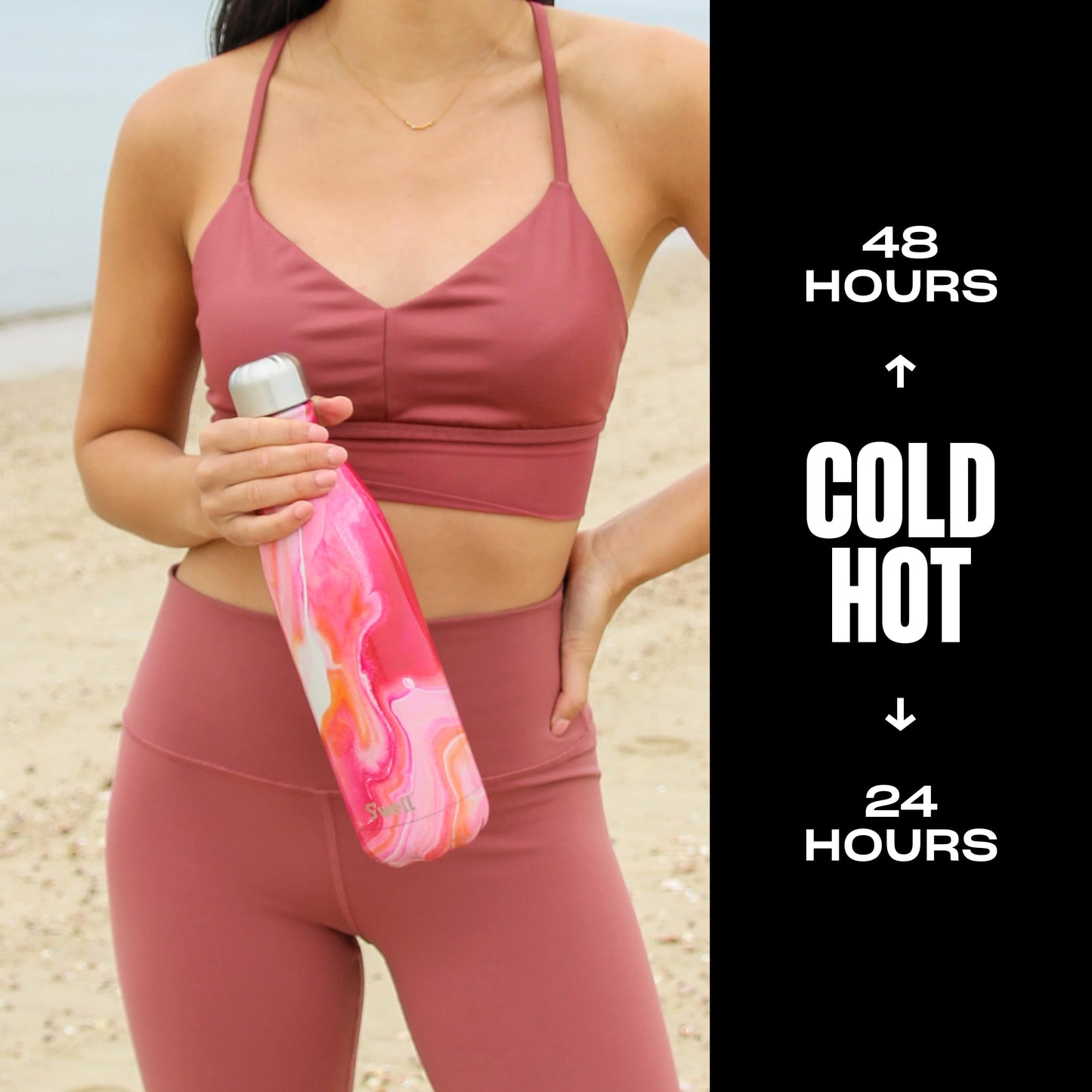 S'well Stainless Steel Water Bottle, 25oz, Rose Agate, Triple Layered Vacuum Insulated Containers Keeps Drinks Cold for 48 Hours and Hot for 24, BPA Free, Perfect for On the Go