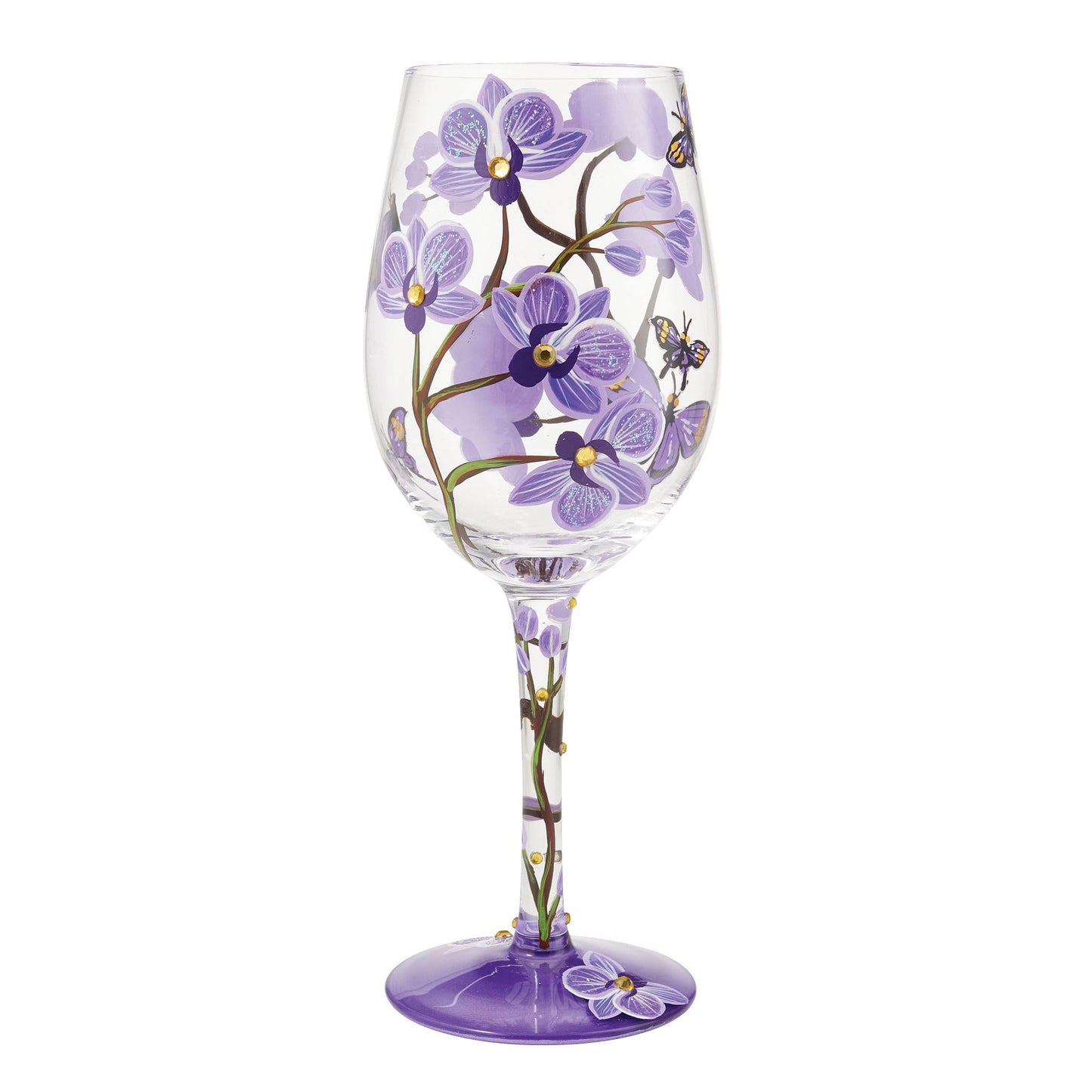 Enesco Designs by Lolita Butterfly Jubilee Hand-Painted Artisan Wine Glass, 15 Ounce, Multicolor