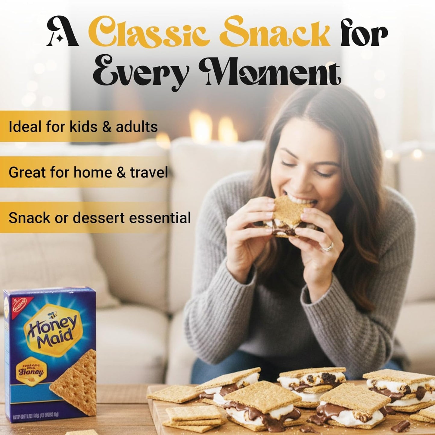 (Pack of 8) Bulk Value Pack Honey Maid Honey Graham Crackers – 14.4 oz Boxes – Classic Snack for S’mores, Baking & Snacking (216 Full Sized Crackers)