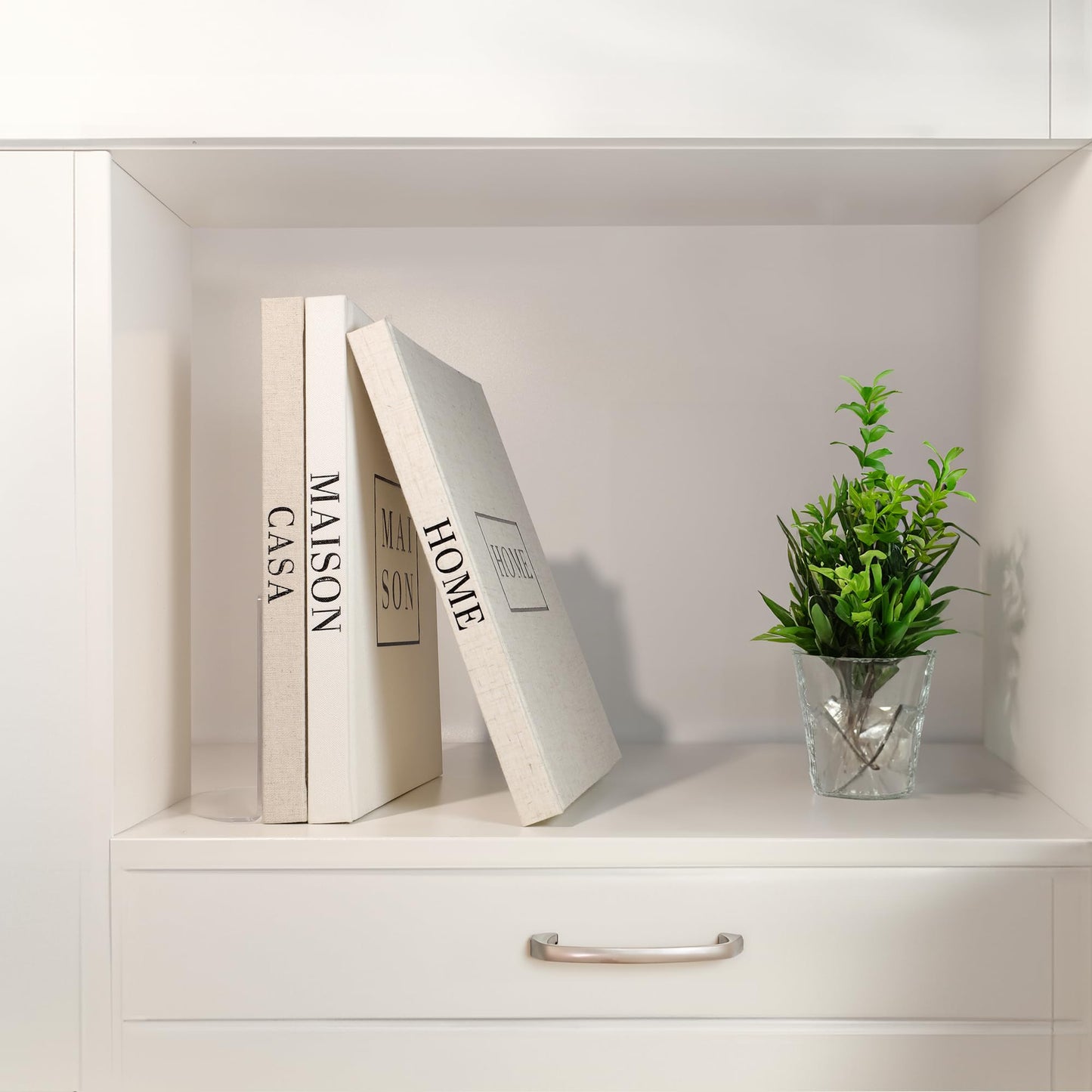 Linen Neutral Coffee Table Books Set of 3,Fashion Designer Hardcover Blank Book Stack, Modern Decorative Books for Home Decor XL Coffee Table Decoration - Stylish Display Book