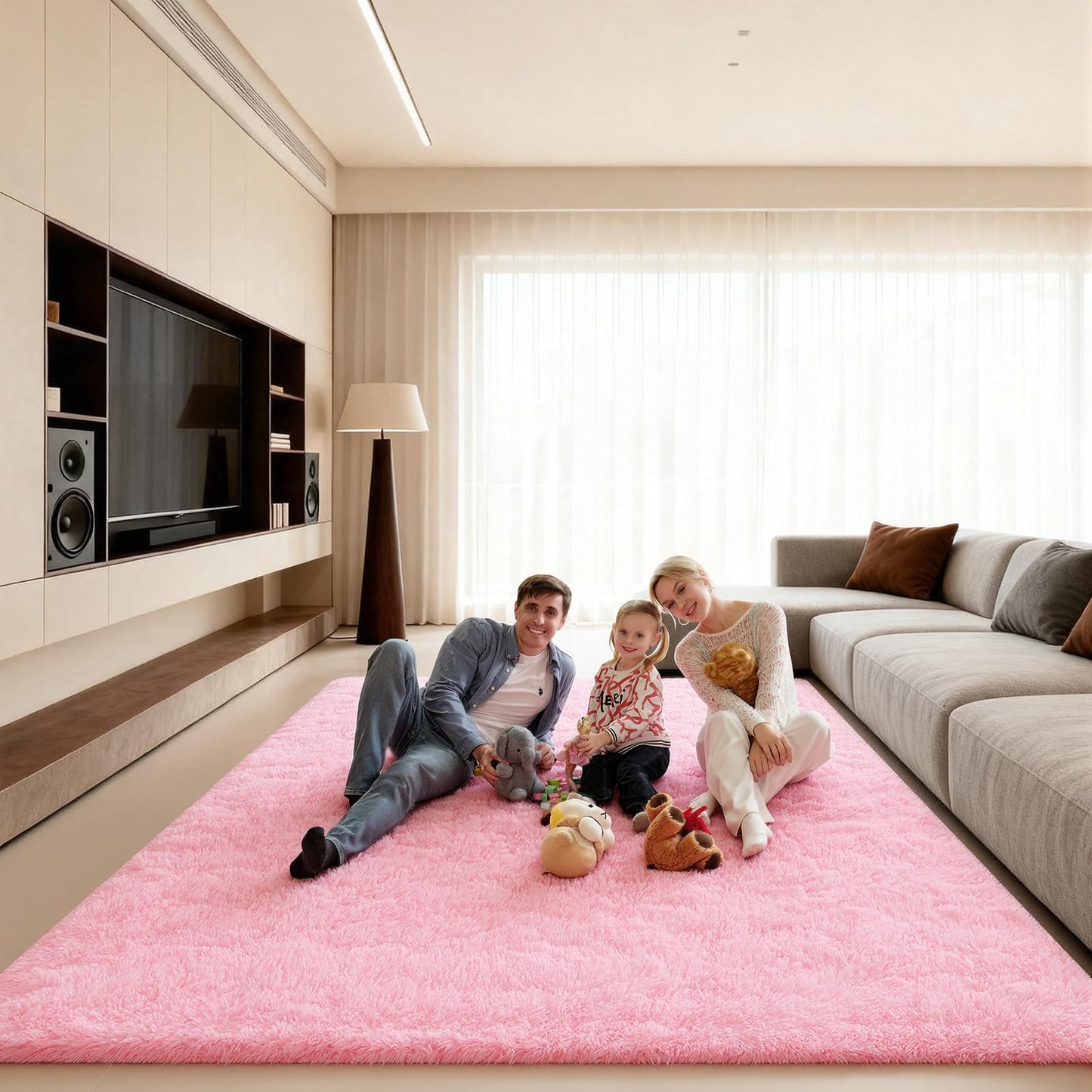 Ehayx 8x10 Area Rugs for Living Room, Large Fluffy Pink Rugs for Bedroom, Fuzzy Shag Soft Non-Slip Carpet for Kids Girls and Boys Nursery Dorm Indoor Room Home Decor (8ft X 10ft, Pink)