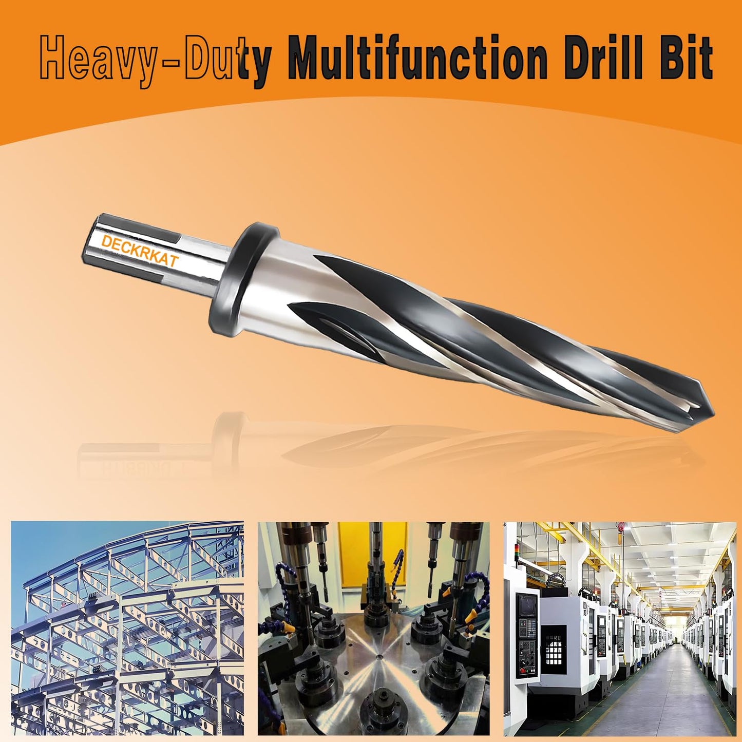 5-Piece 3/8", 1/2", 5/8", 3/4", 1" Reamer Drill Bit for Metal, M2 HSS Taper Reamer for Steel, Alloy, Wood, Plastic to Align, Enlarge Holes – 5-Spiral Flutes, 1/2" Non-Slip Shank, Construction Reamer.
