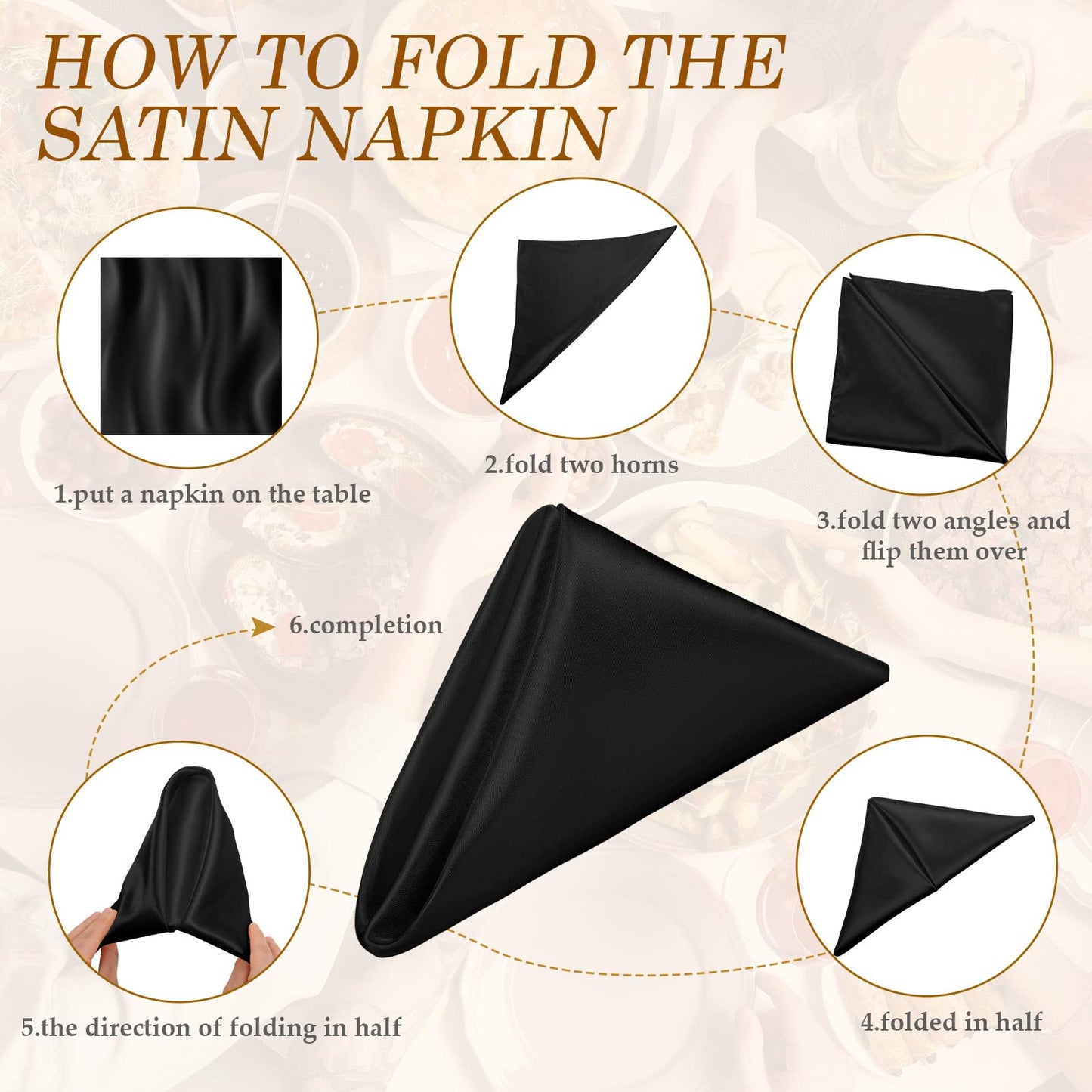150 Pcs Satin Napkin Bulk 17 x 17 Inch Square Silk Table Napkin Soft Dinner Napkins Decor Elegant Satin Weddings Party Napkin for Wedding Parties Banquet Restaurant Decoration Supplies (Black)