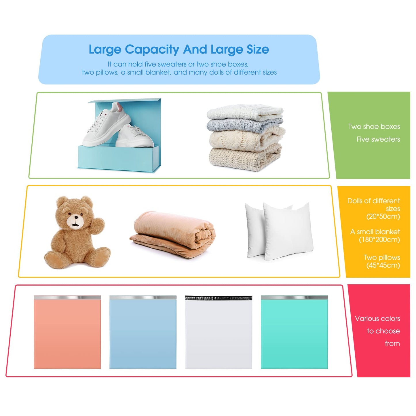 Metronic Poly Mailers 24x24 100PC White, Extra Large Shipping Bags Mailing Envelopes with Strong Adhesive, 2.5Mil Thick Mailers Poly Bags for Shipping, Mailing Bag Packaging Bag for Small Business