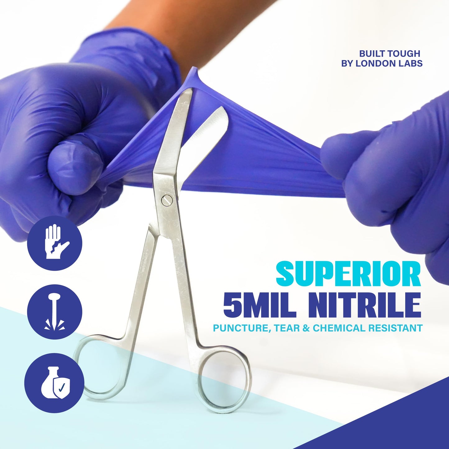 London Labs Cobalt Blue 5 Mil Nitrile Exam Gloves Disposable Latex Free | Medical Rubber Gloves for Doctors, EMT, First Aid Kit, Food Service & Cleaning | Bulk Case of (1000 CT)