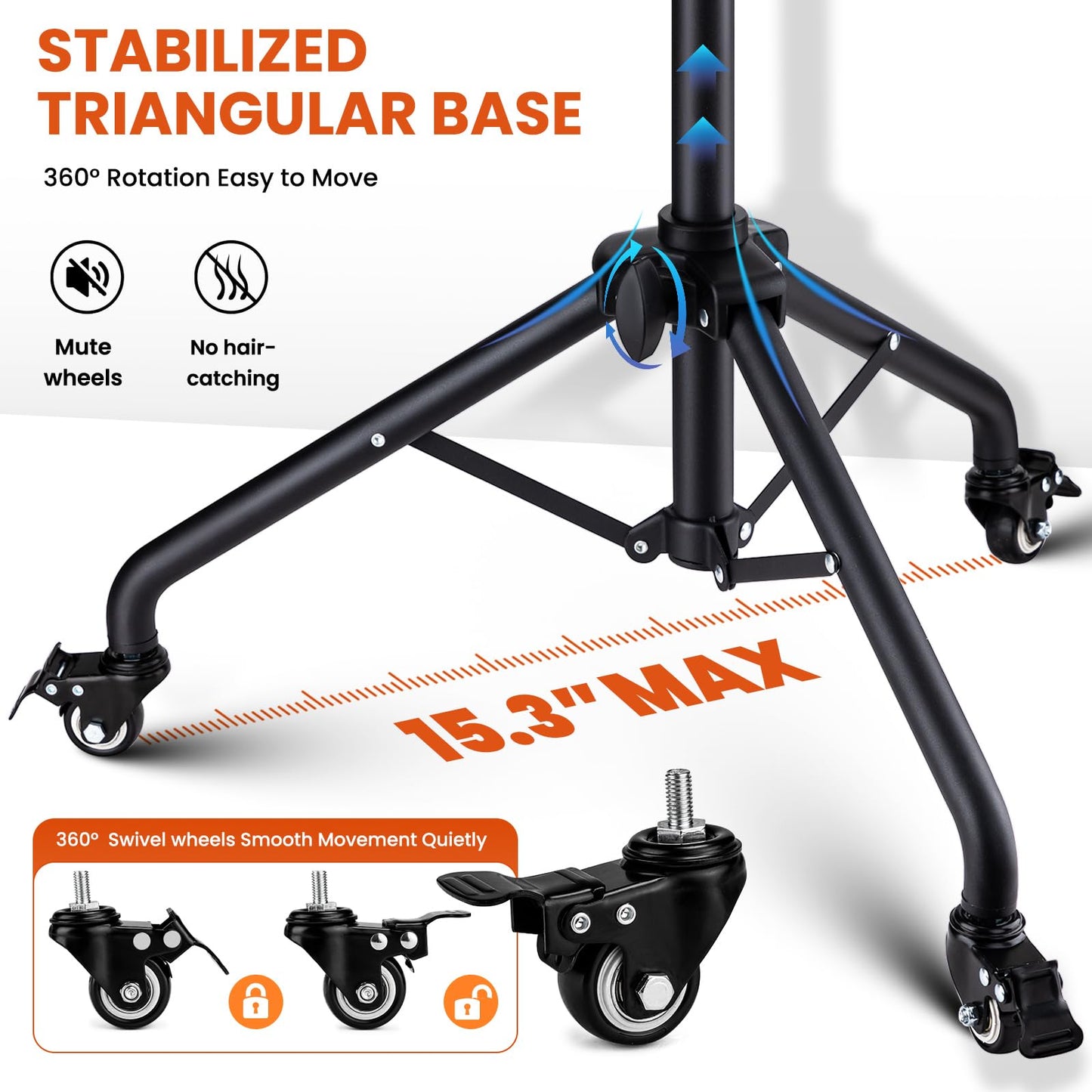 Noverlife Salon Tray Cart on Wheels with Storage Platform, Tattoo Rolling Tray Height Adjustable Salon Service Tray Tattoo Cart, Iron SPA Rolling Cart Portable Tattoo Table Stand for Salon Dental
