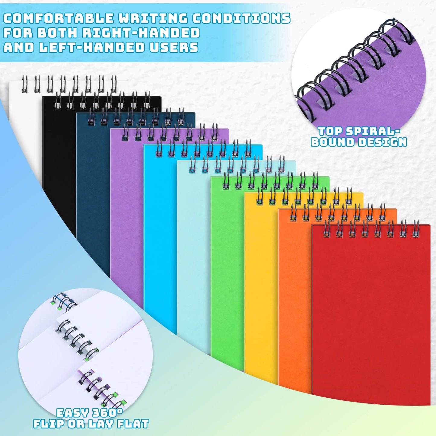 Kisston 120 Pcs Top Bound Memo Books Bulk Memo Notebooks 25 Sheets/pad Mini Memorandum Small Wirebound Spiral Notepad Paper Pocket Notebook for Home Office(3 x 5 Inch,Classic Color)