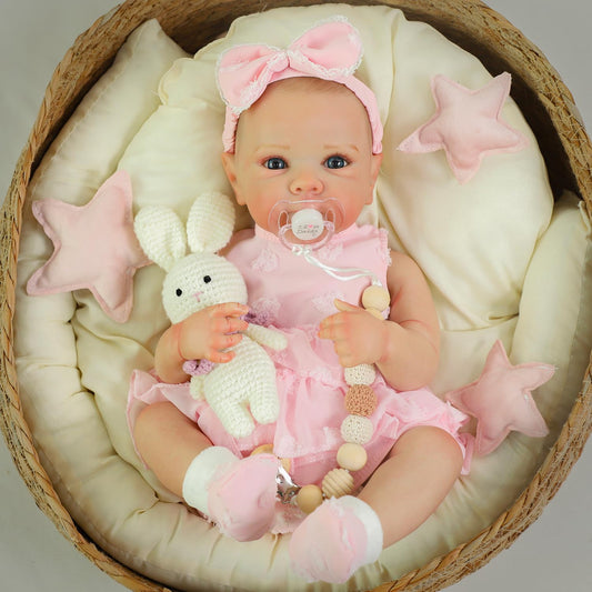 KSBD Lifelike Reborn Baby Dolls - 20 Inch Cute Realistic Silicone Baby Girl Doll，Real Life Baby Dolls Full Vinyl Body Newborn with Accessories for 3+ Years Old Kids Gifts