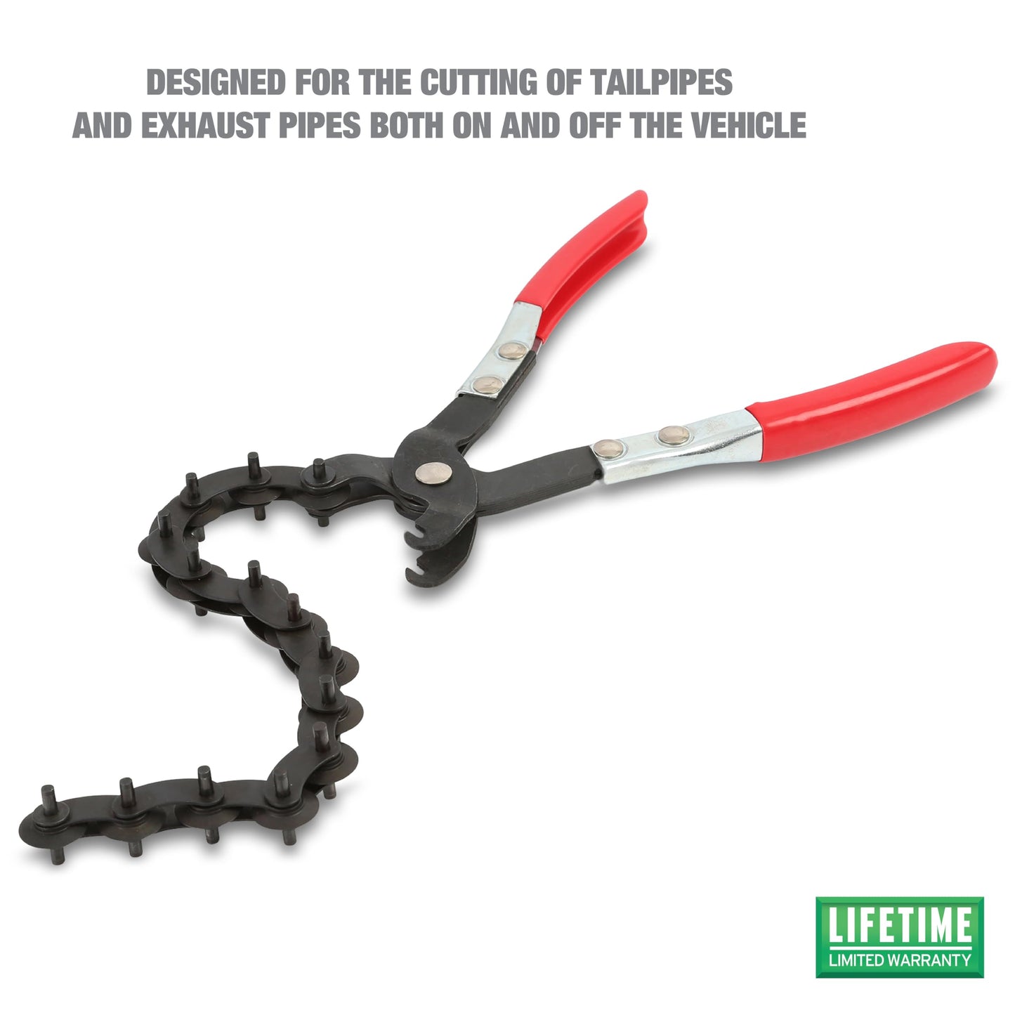 OEMTOOLS 27045 Exhaust Cutter, Cuts 3/4" to 3-1/4" Pipe, Durable Chain Cutter Tool, Easy One-Handed Rotation, Compact Pipe Cutter Chain for Tight Spaces
