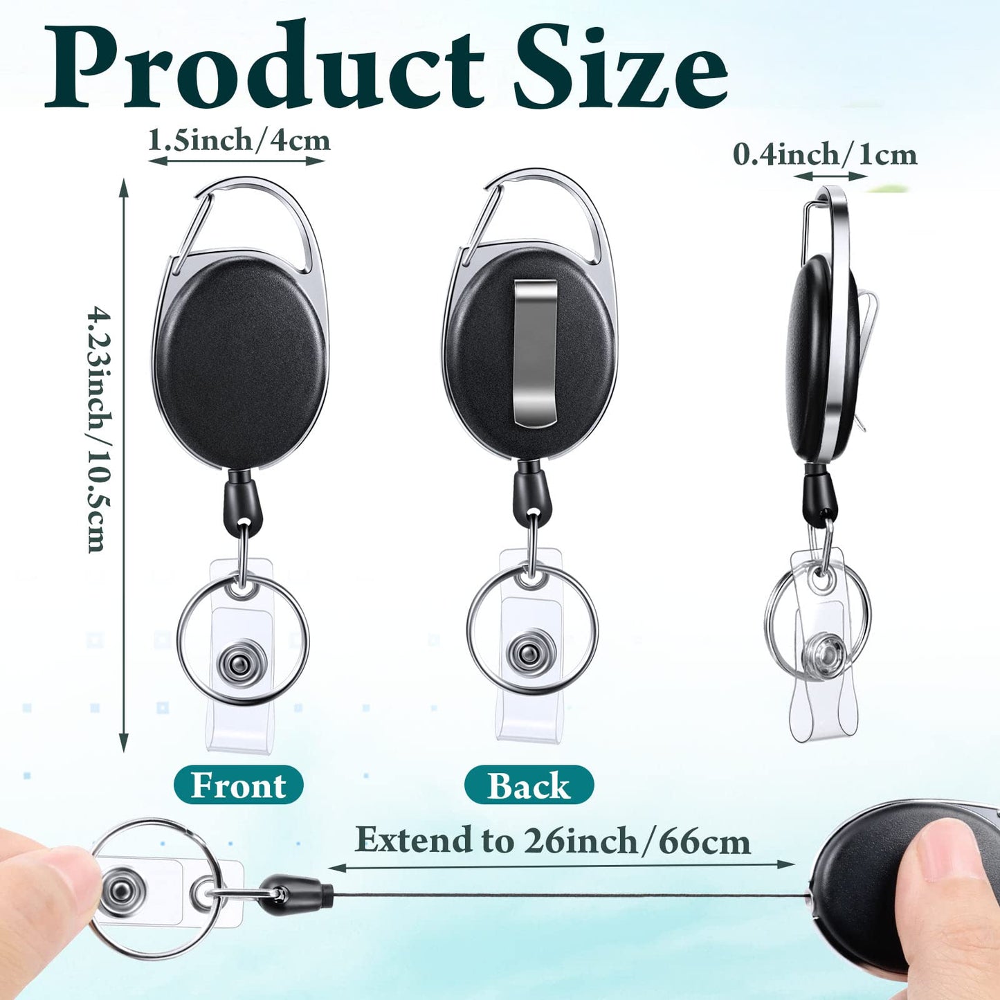 Laumoi 80 Packs Retractable ID Badge Holder Badge Reel with Belt Clip and Key Ring, Name ID Badge Clips Keychain for Office Worker Doctor Nurse Employee (Black)