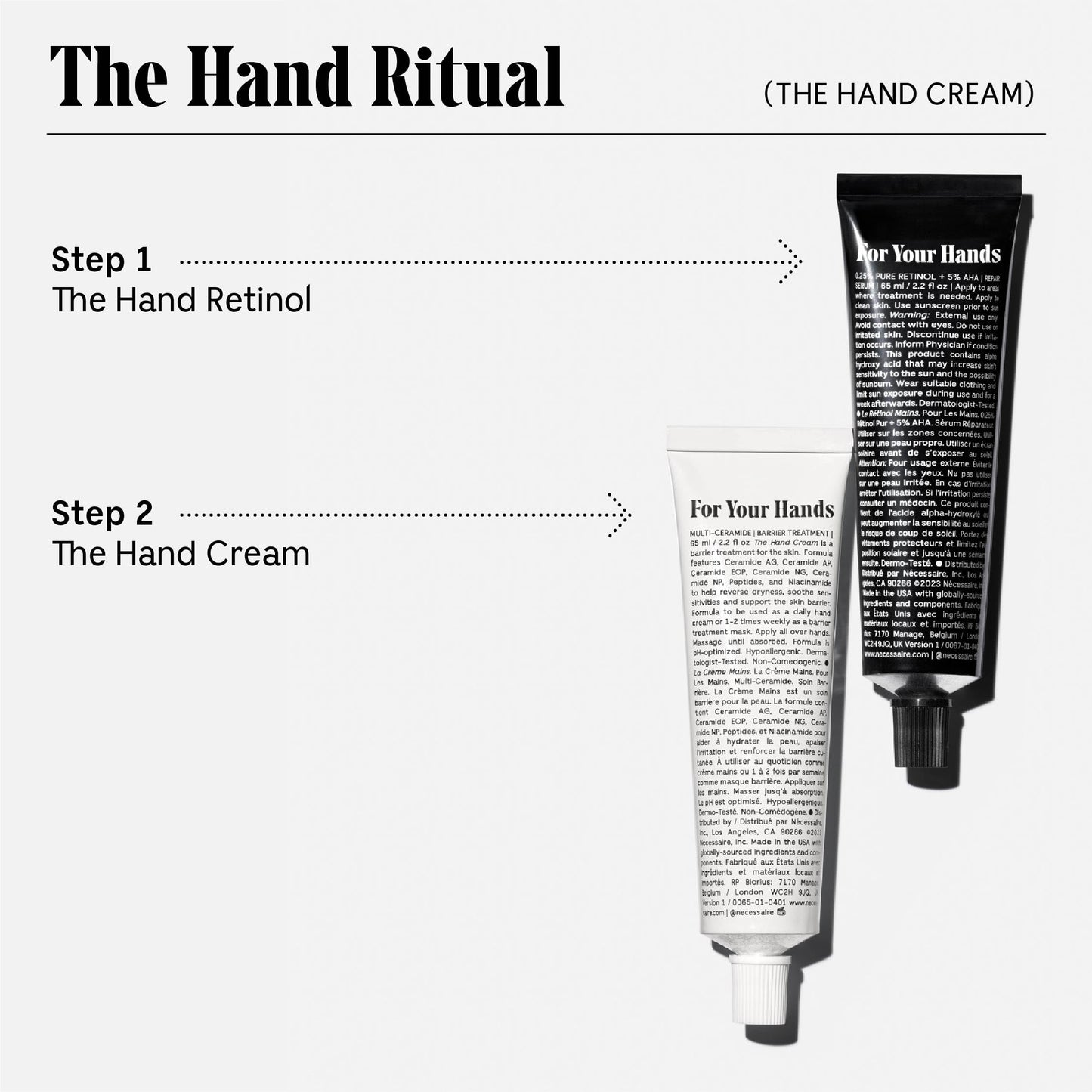 Nécessaire - The Hand Cream for Women & Men with 5 Ceramides & Peptides, Fragrance-Free Hand Lotion, Fast-Absorbing, Non-Greasy. - 2.2 fl oz.