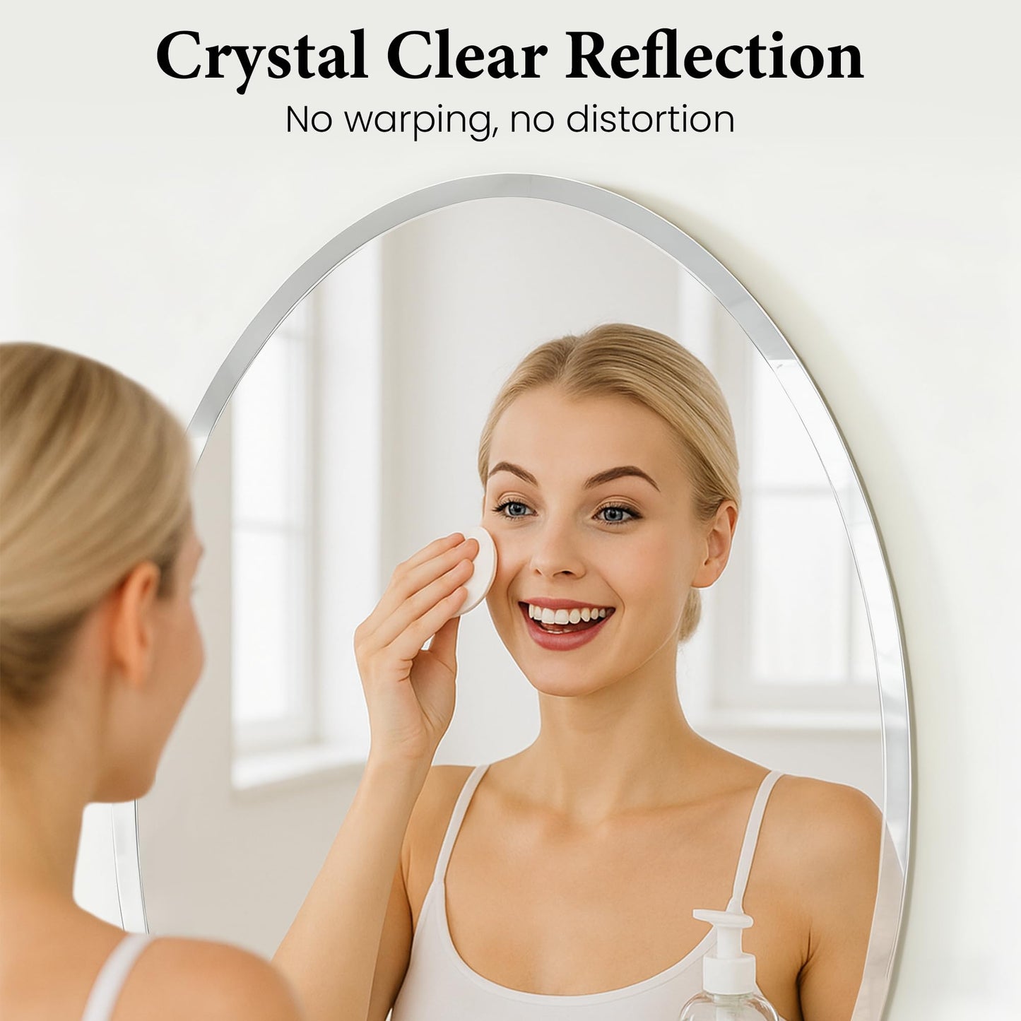 Pocetry 20 x 28 Inch Oval Bathroom Mirror, Frameless Beveled Vanity Mirror for Over Sink, Solid-Backed 2-Way Wall Mirror for Powder Room and Entryway