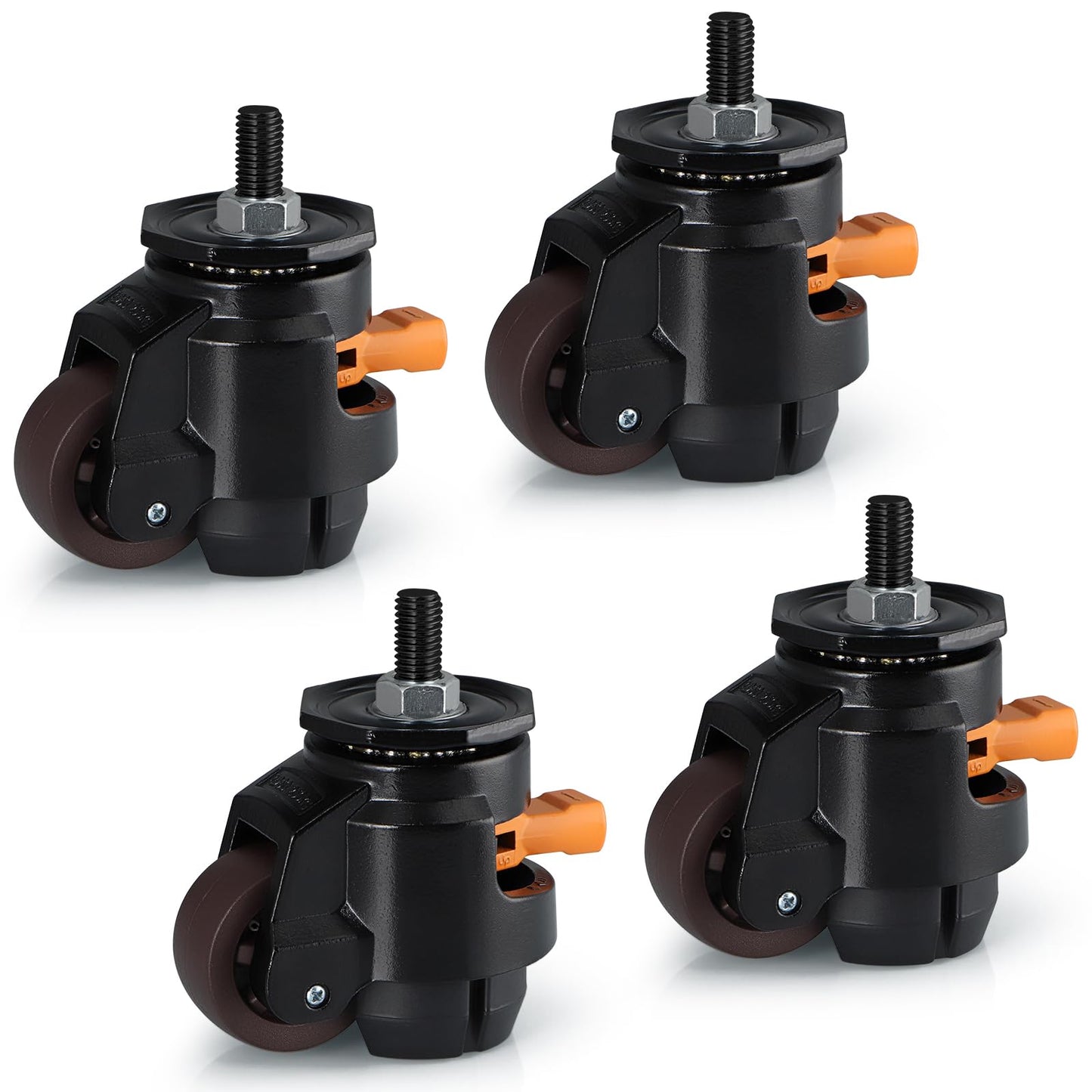 MOLIGOU Leveling Stem Casters, Retractable Leveling Casters with Ratchet Handle, Heavy Duty Workbench Casters, Total Load Capacity 2200 Lbs, 4 Pack