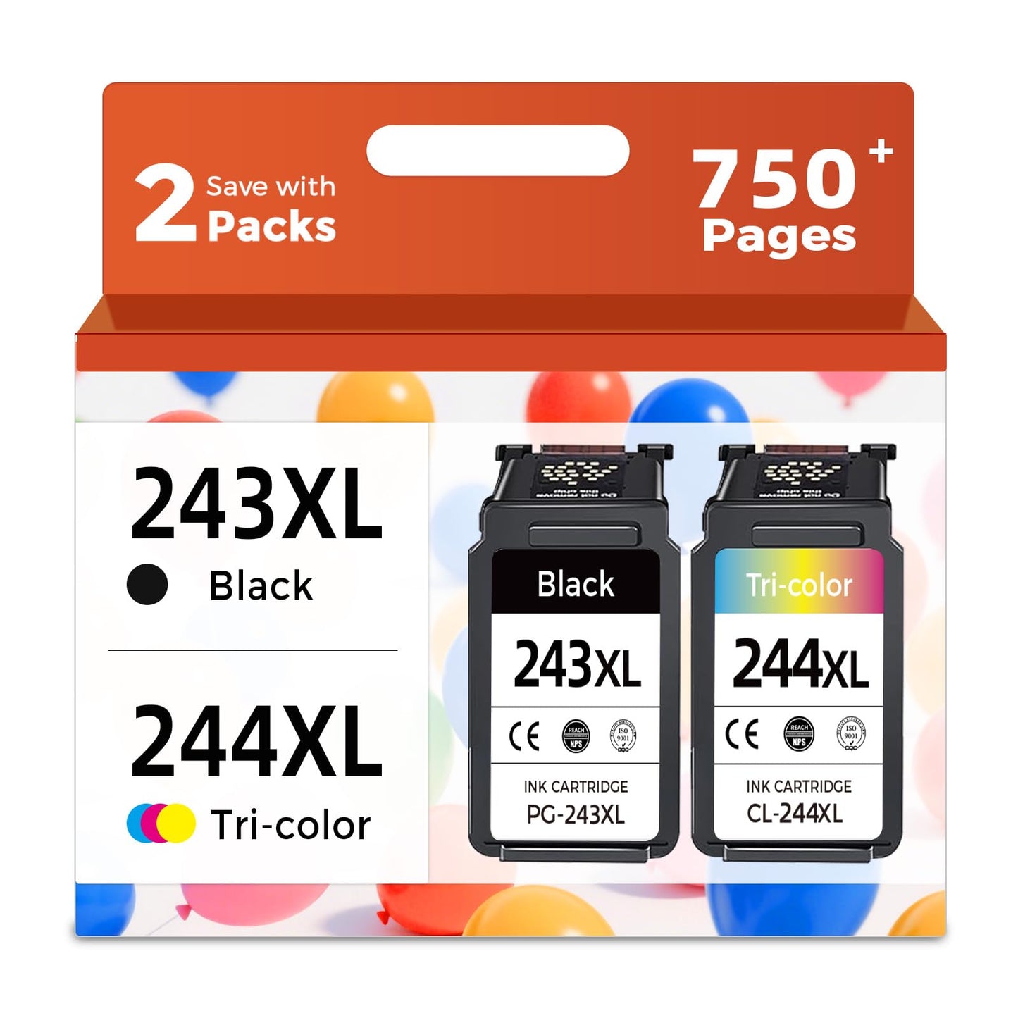 Relcolor 243 244 XL Ink Cartridge Compatible for Canon 243 244 PG-243XL CL-244XL PG243 CL244 (Black and Color, 2-Pack) Fit for MX490 MX492 MG2522 MG2922 TR4520 TR4522 TS3322 TS3122 TS202 Printer