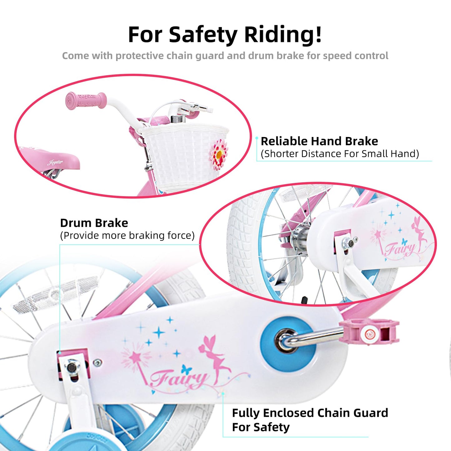 JOYSTAR 16 Inch Kids Bike for Ages 4 5 6 Years Girls, Toddler Bike with Training Wheels & Handbrake for 4-6 Years Old Child, Pink