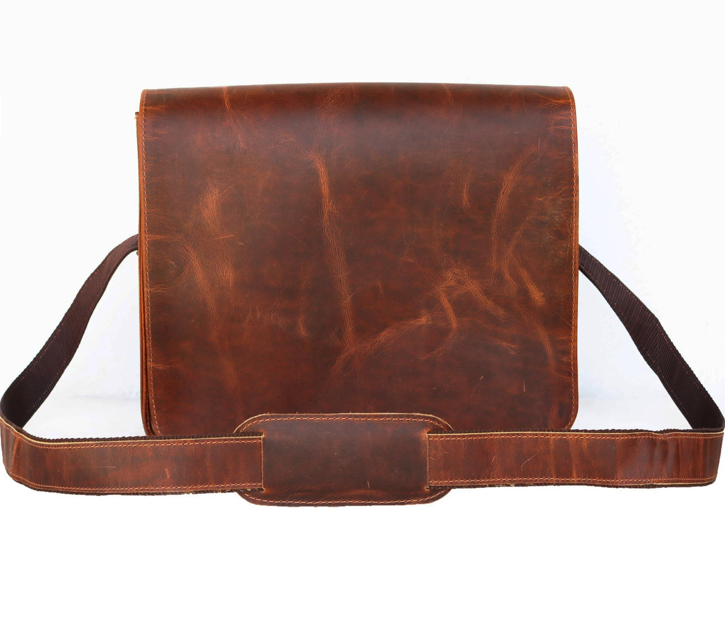 13" leather messenger bag laptop case office briefcase gift for men computer distressed shoulder bag