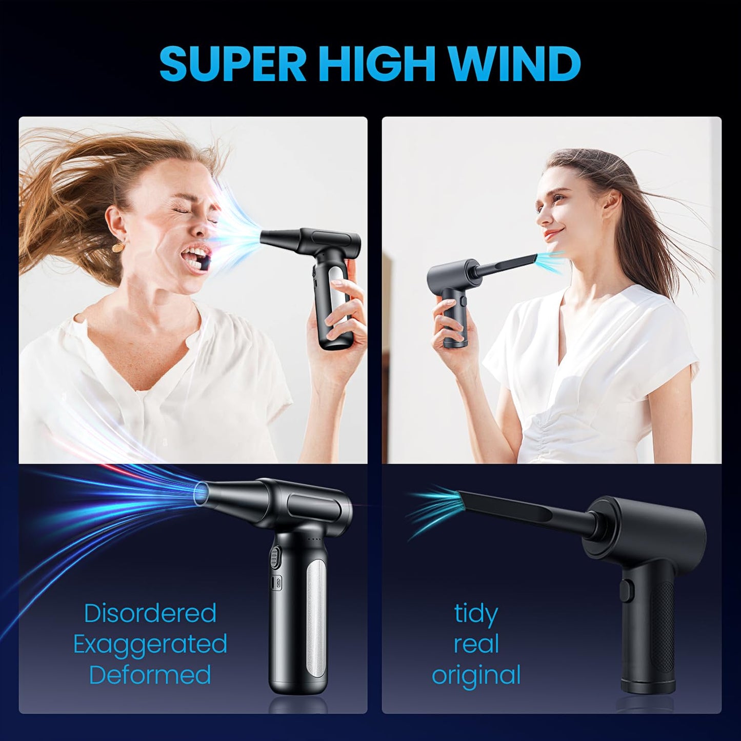 Mershgaya Electric Compressed Air Duster - 30,0000 RPM Rechargeable Cordless Turbo Blower, Portable Air Blower Gun for Cars, PC, Keyboard, Home & Outdoor Dust Cleaning (Replaces Compressed Air Cans)