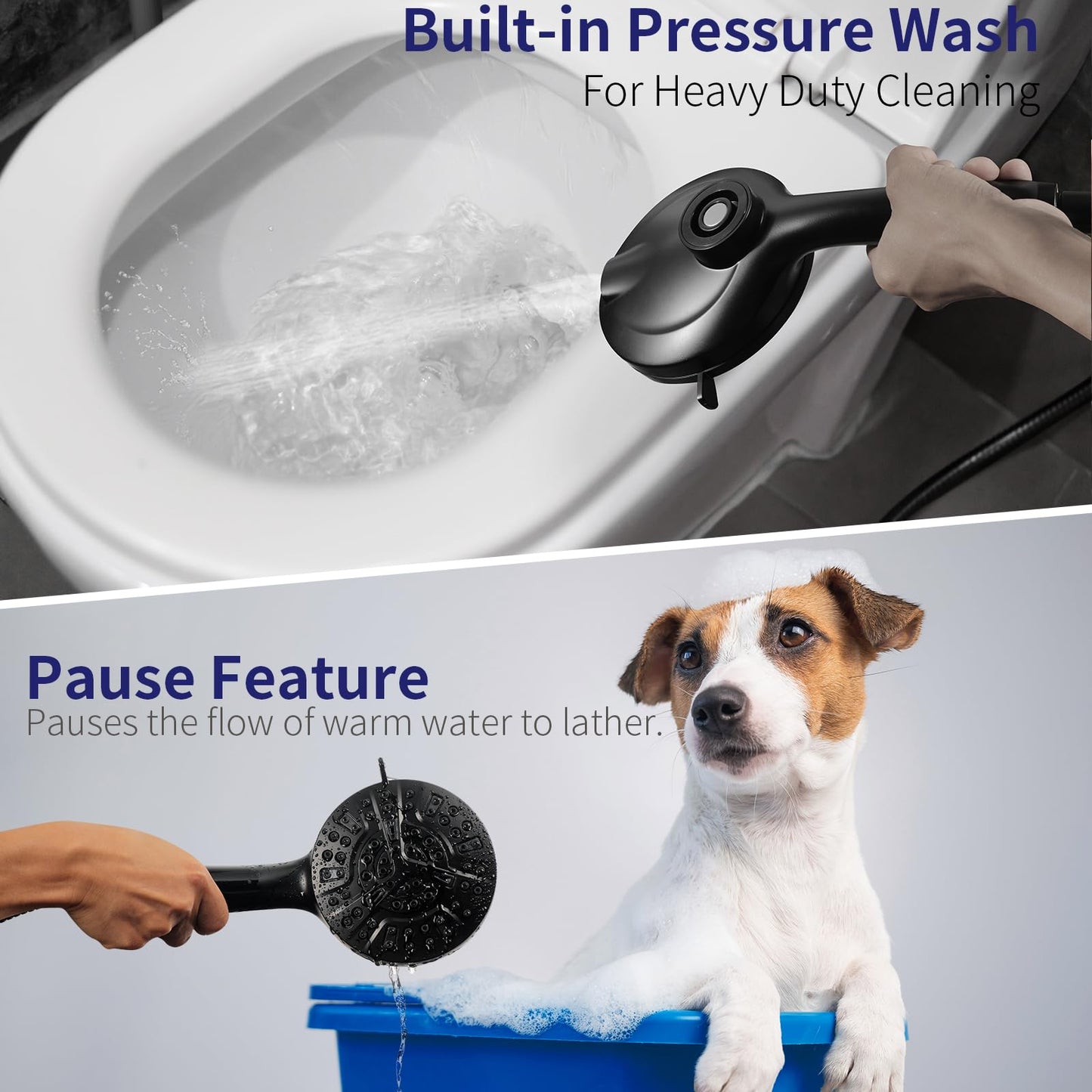 Magnetic Handheld Shower Head with Filter， High Pressure 10-Spray-Mode Detachable Shower Head with 60-Inch Hose, Powerful Hand Held Shower Head for Low Water Pressure（Matte Black）
