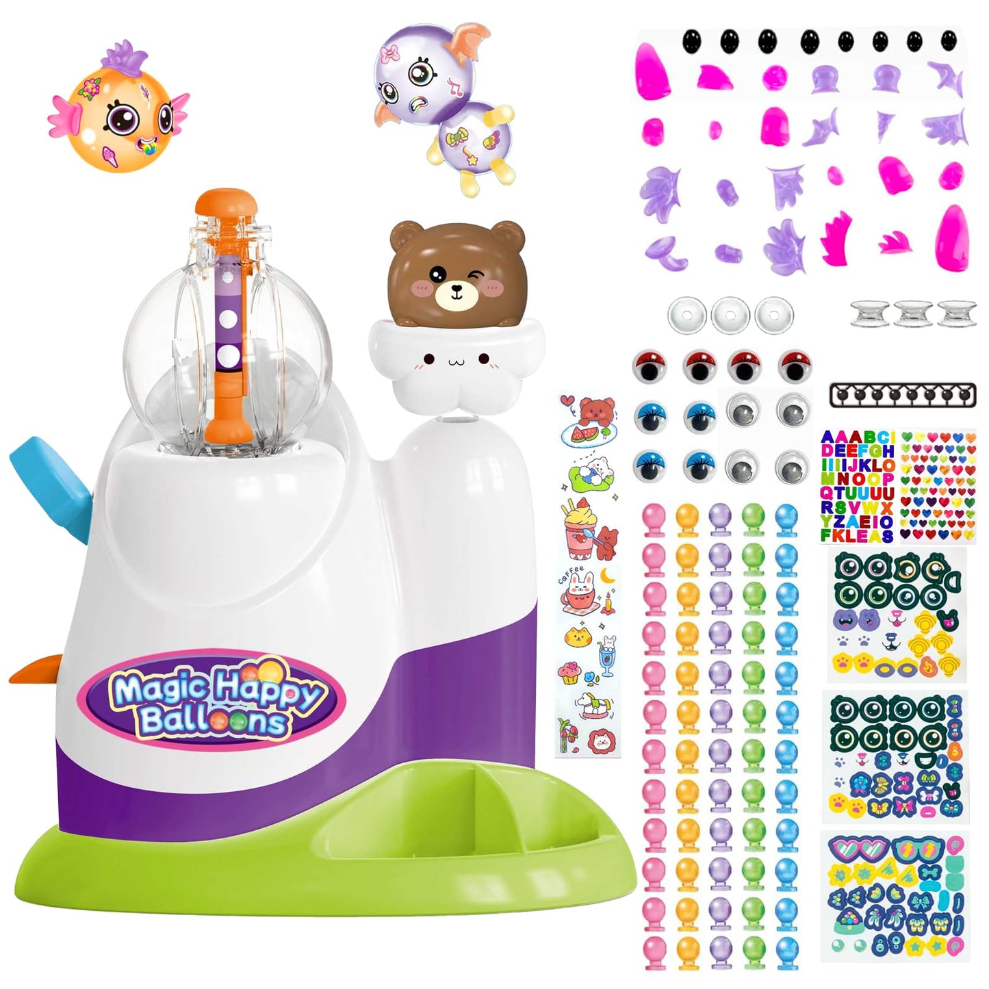 Magic Toy Gifts for Kids | Bear Pump Balloon Craft Set with 60 Pieces, Creative DIY Art Toy for Children Aged 3+, Funny Birthday and Holiday Party Supplies for Girls and