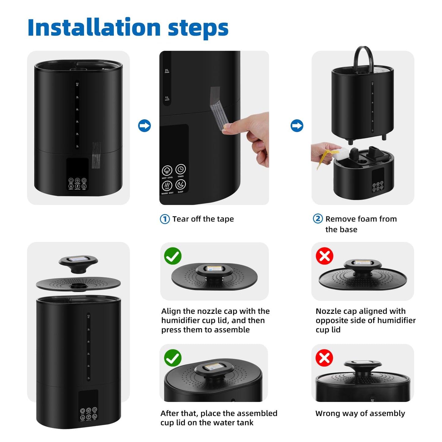 Coolfiqu 6L Humidifiers for Bedroom Large Room Home,Cool and Warm Humidifier for Baby and Plants Hot Mist Top Fill Desk Humidifiers Oil Diffuser,Quiet,Adjustable Mist,360°Nozzle-Black(2026 Upgraded)