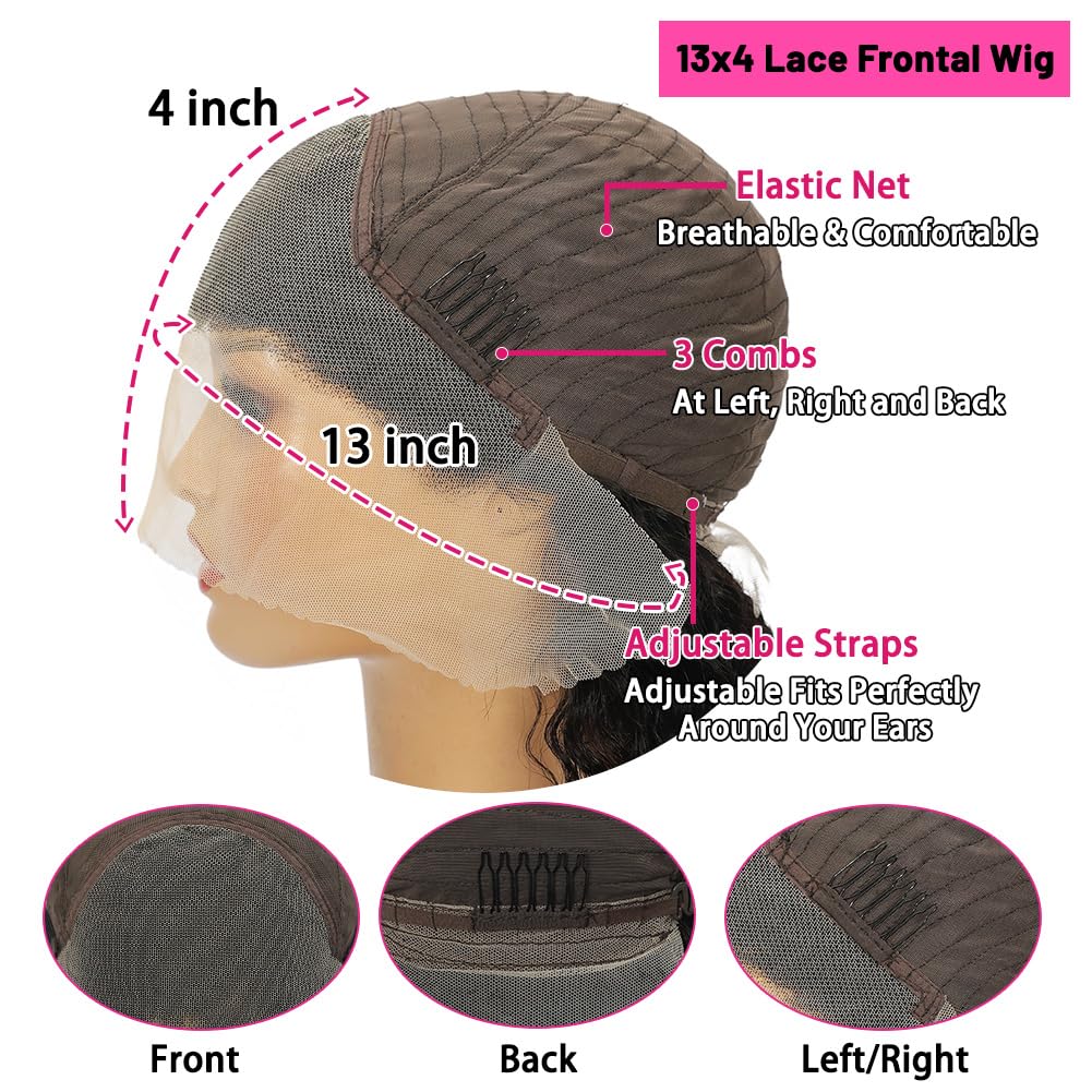 Thickrot Body Wave Lace Front Wigs Human Hair Pre Plucked 200% Density 13X4 HD Lace Frontal Wigs Human Hair Glueless Wigs for Women Body Wave Wig Human Hair Natural Color 26 Inch