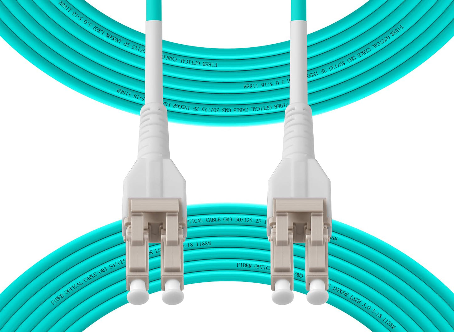 Fibergaga-Uniboot OM3 LC to LC Fiber Patch Cable, Multi-Mode Duplex Fiber Optic Cable Jumper Optical Patch Cord 10GB, 50/125μm,LSZH Jacket,Length Options: 0.5m-100m,100M(328ft)