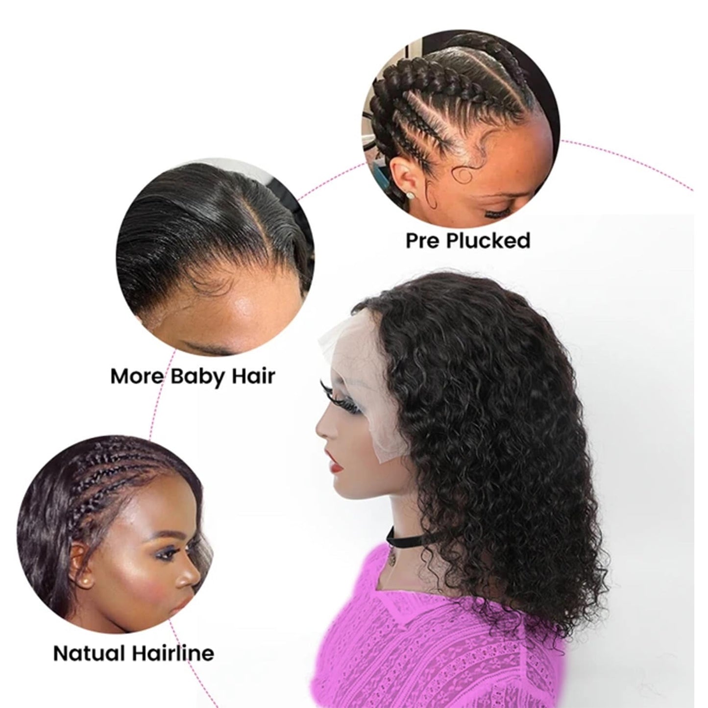 yuccy Curly Bob Wig Human Hair 13X4 Water Wave Lace Front Wig Human Hair Pre Plucked 250% Density Curly Bob Wigs for Women Natural Color 14 Inch…