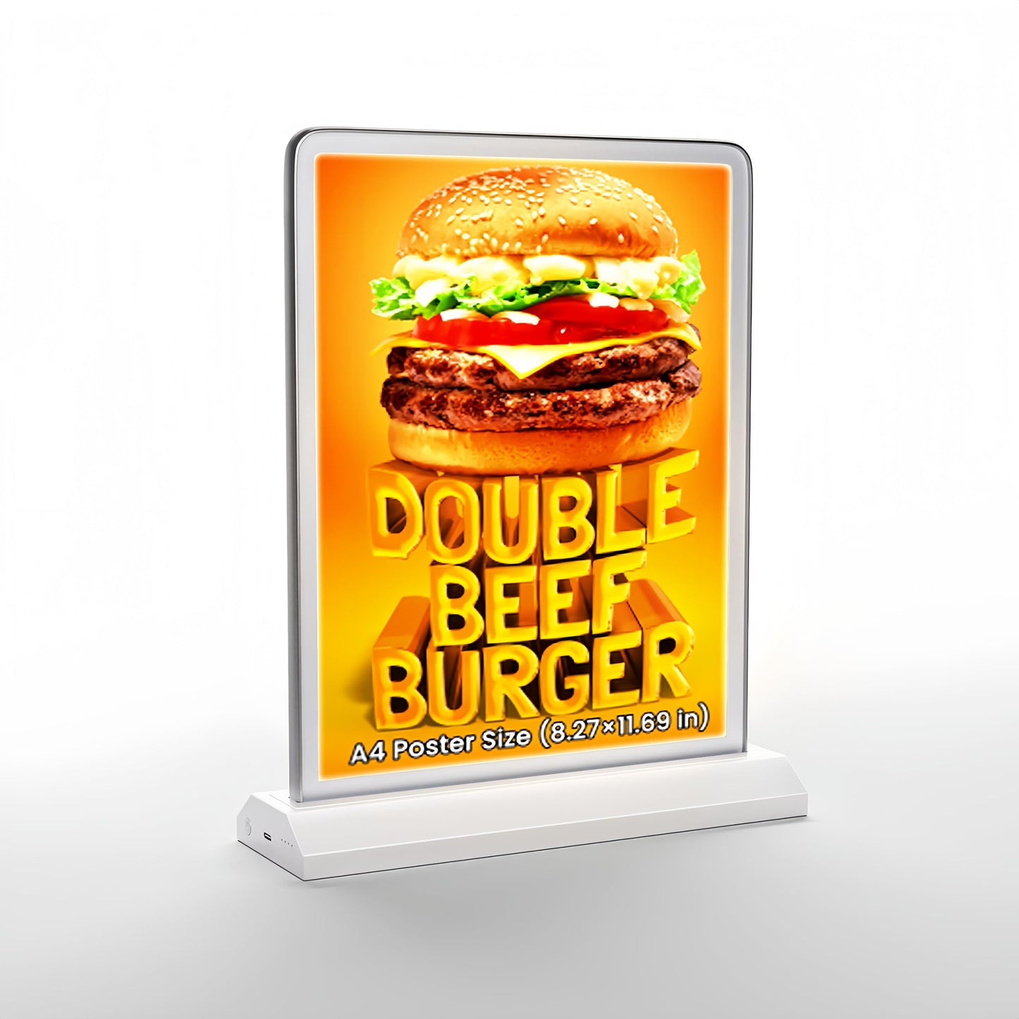 A4 Size Tabletop LED Sign Holder, Brightness Adjustable Desktop Advertising Light Box, Charged via USB, Durable Light up Menu Holder for Restaurants, Bars, Hotels, Stores, Offices, Wedding