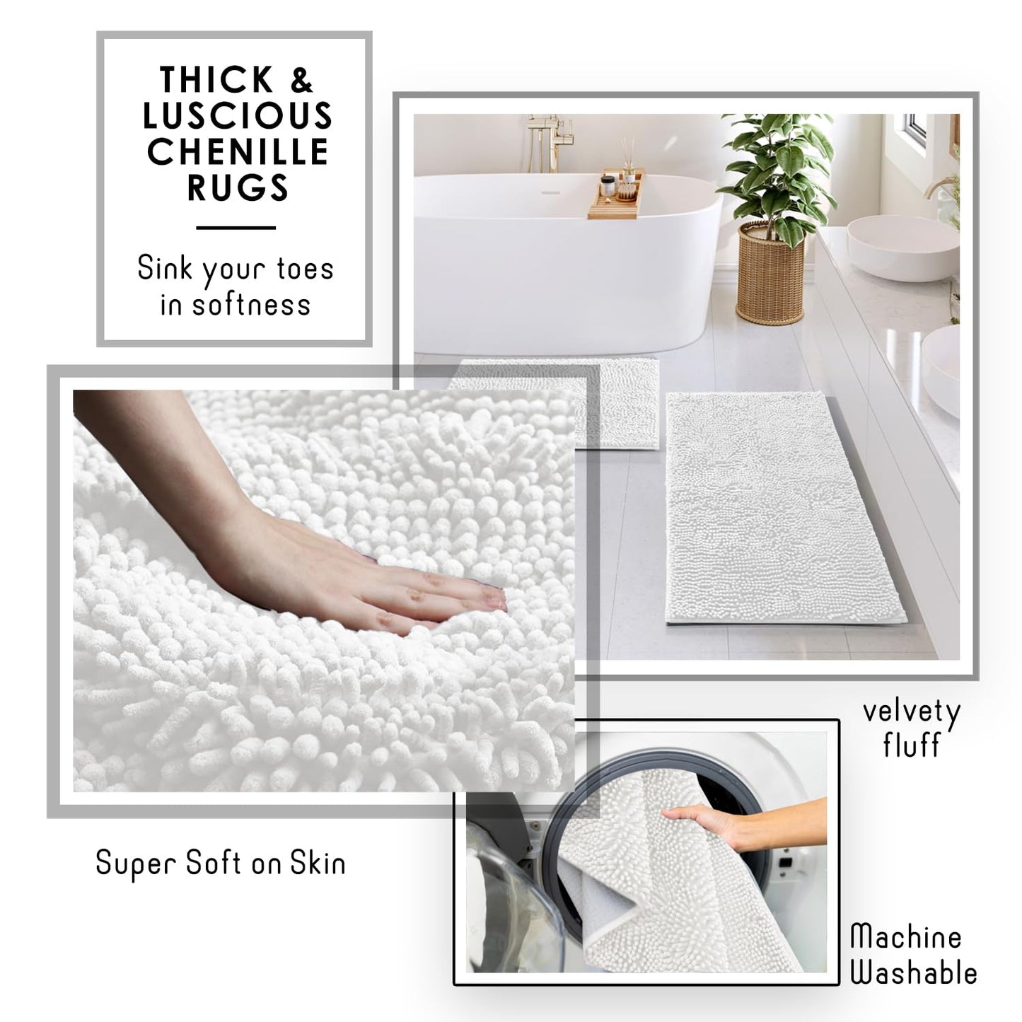 Clara Clark White Bathroom Set - Bathroom Sets with Shower Curtain and Rugs, 21PC Bathroom Accessory Set, Shower Curtain Set with Soap Dispenser & Toothbrush Holder