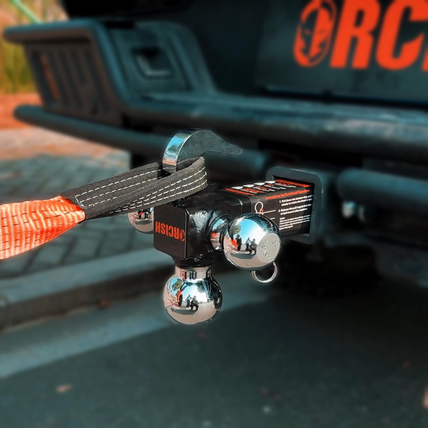 ORCISH 360° Swivel Trailer Hitch, Tri-Ball Mount with Pin & Heavy Duty Hook, Chrome-Plated Trailer Ball Size 1-7/8", 2" and 2-5/16", Fit 2 Inch Hitch Receiver, Rotating Ball Hitch, Towing Hitch