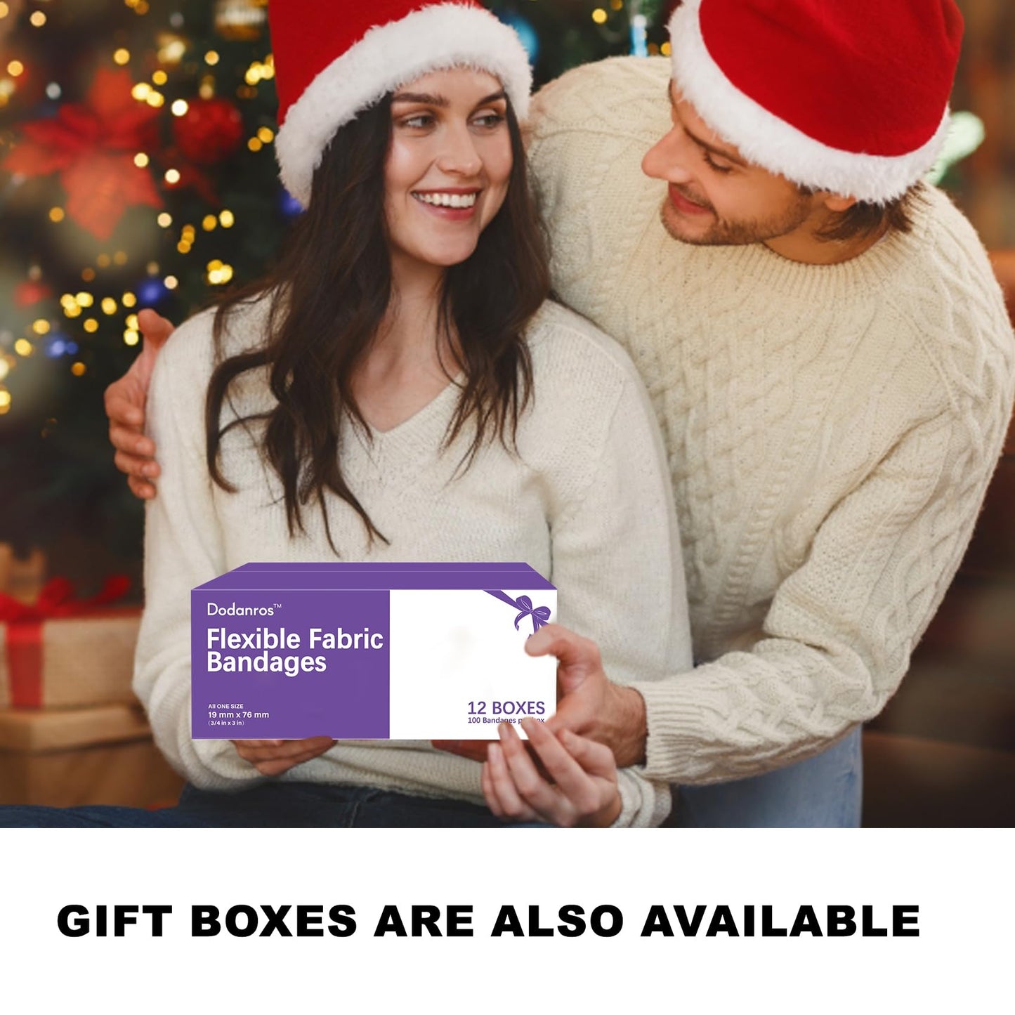 Dodanros Bulk Case of 1200 PCS Flexible Fabric Bandages, 3/4" x 3",Individual 12 Box Packaging,Include 0.1%Benzalkonium,Sterile, Breathable | Use for School, Hospital, Businesses, and First Aid Kits.