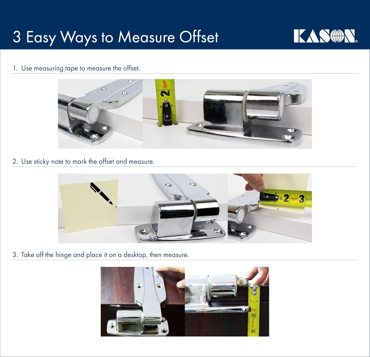 Kason 1245 Reversible Cam-Rise Hinge, 1 to 3/4 Inch Offset, 11245000076