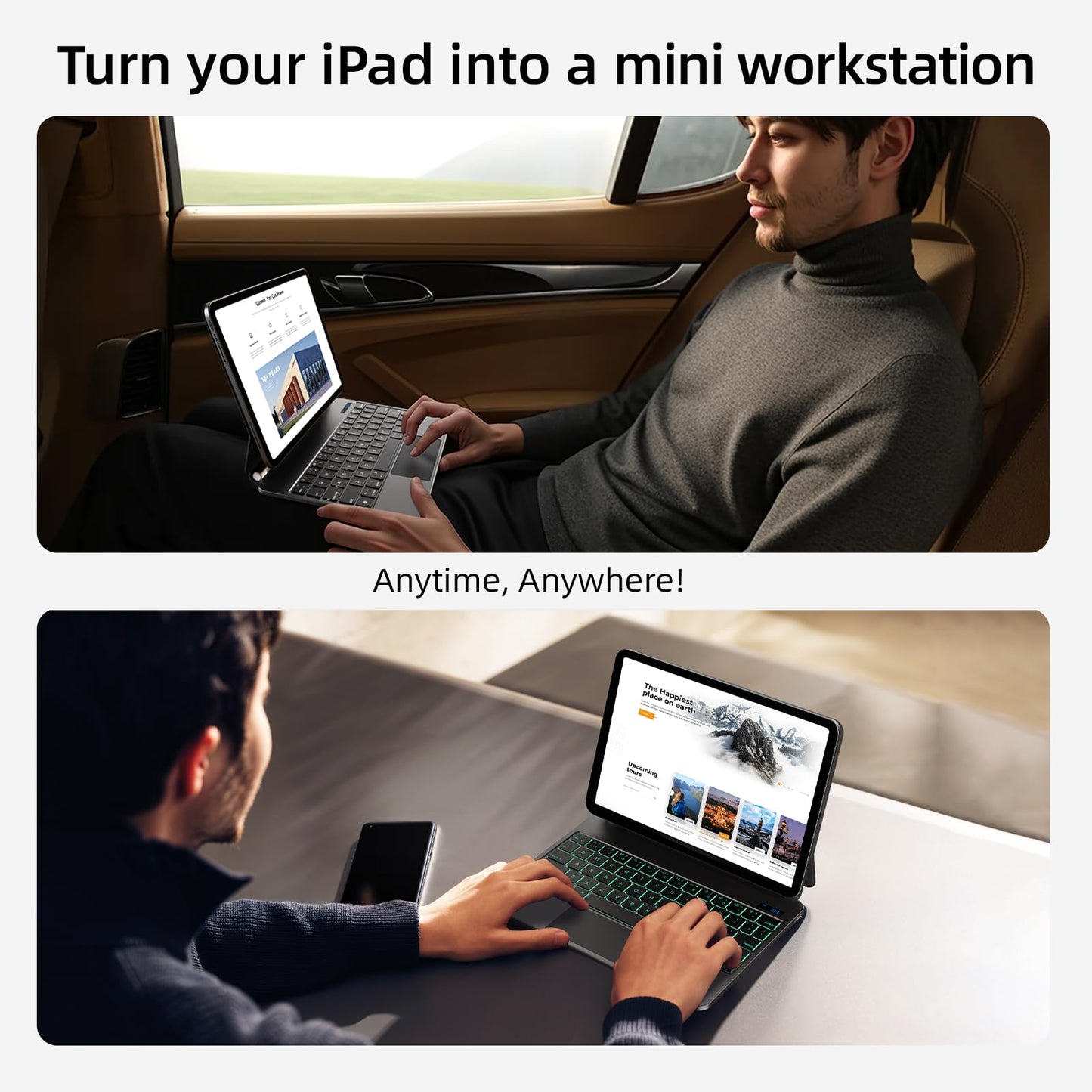 CSZZACME for iPad Pro 11 inch case with Keyboard M4 2024,Magic Keyboard iPad Pro 11 inch M4 2024,Magnetic Attach,Multi-Gesture Trackpad,7-Color Backlight,Shortcut Keys,Auto Sleep/Awake,Black