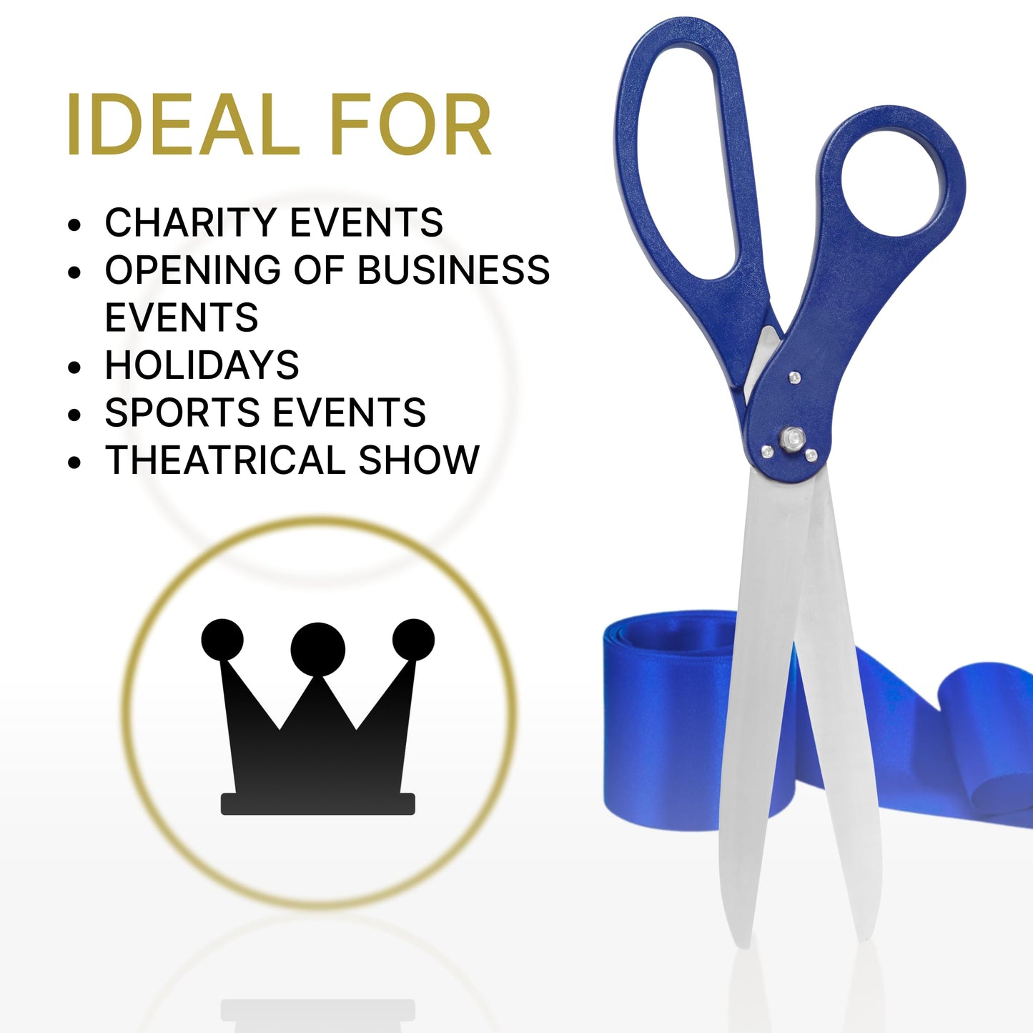 Large Grand Opening Ceremony Kit - 25 Inch Giant Blue Scissors With Ribbon for Inauguration, Ceremonial Cutting, and Special Events