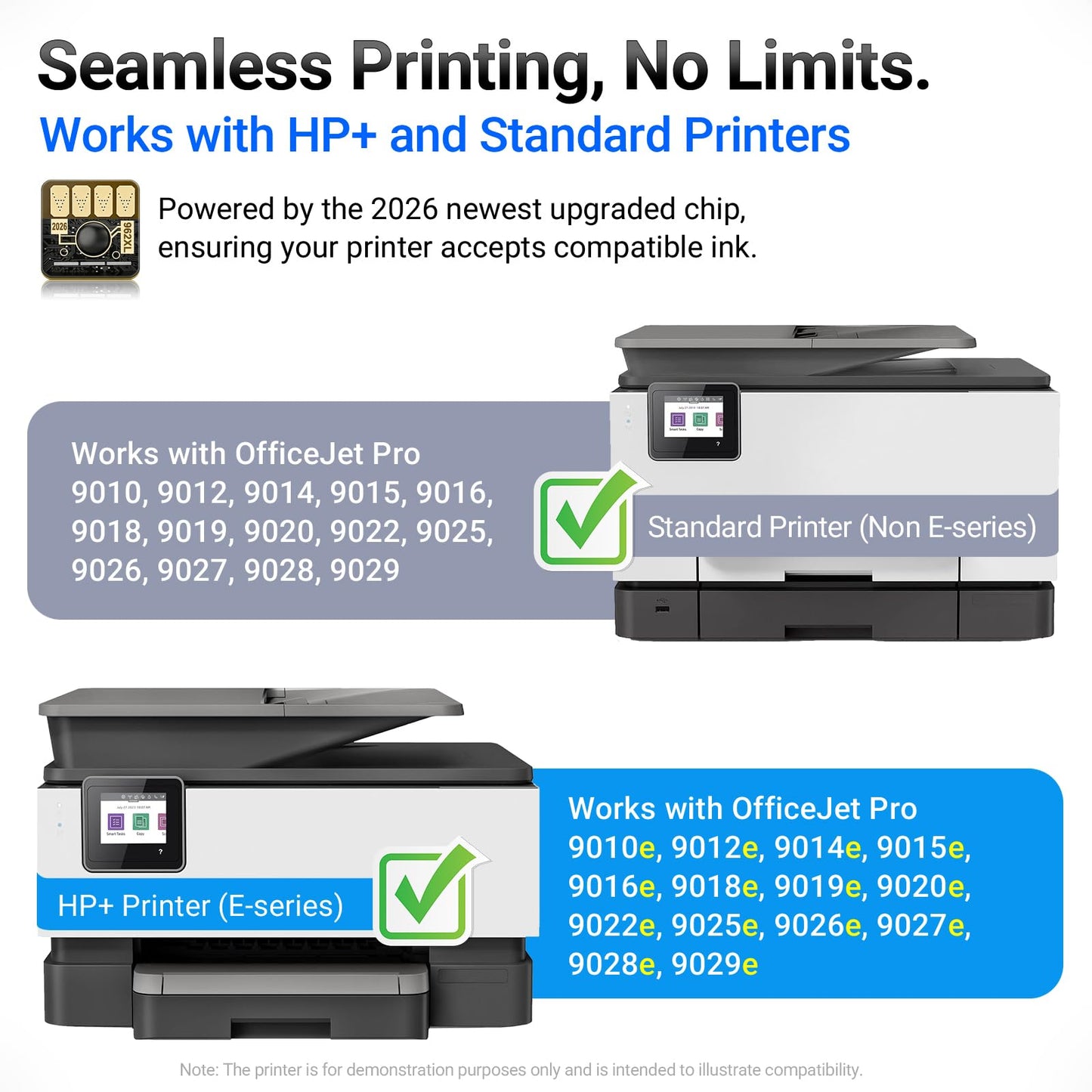JamesPro Upgraded Chip 962XL Ink Cartridges Combo Pack Replacement for HP 962 Ink Cartridges Compatible with HP OfficeJet 9015e 9010 9015 9025e Printer, Work with HP+ Service, Supports Printer Updates