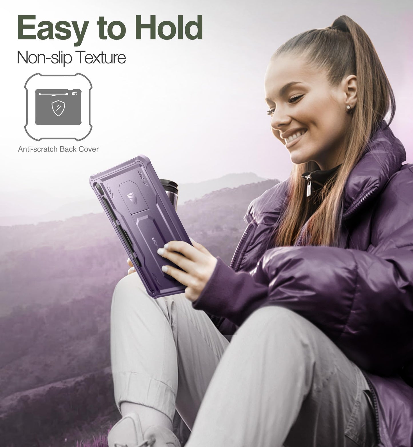 Dexnor Case for Samsung Galaxy Tab S9 FE 10.9 Inch 2023, [Built in Screen Protector & Kickstand] with Pen Holder Heavy Duty Shockproof Full Body Protective Cover for Galaxy Tab S9 FE Case-Purple