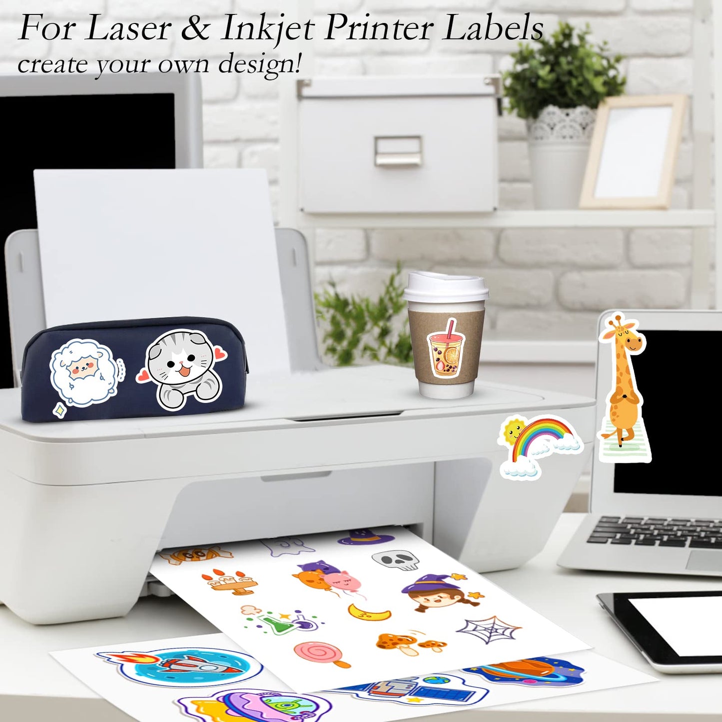 NefLaca 500 Full Sheet Stickers, 8.5" x 11", 500 Labels