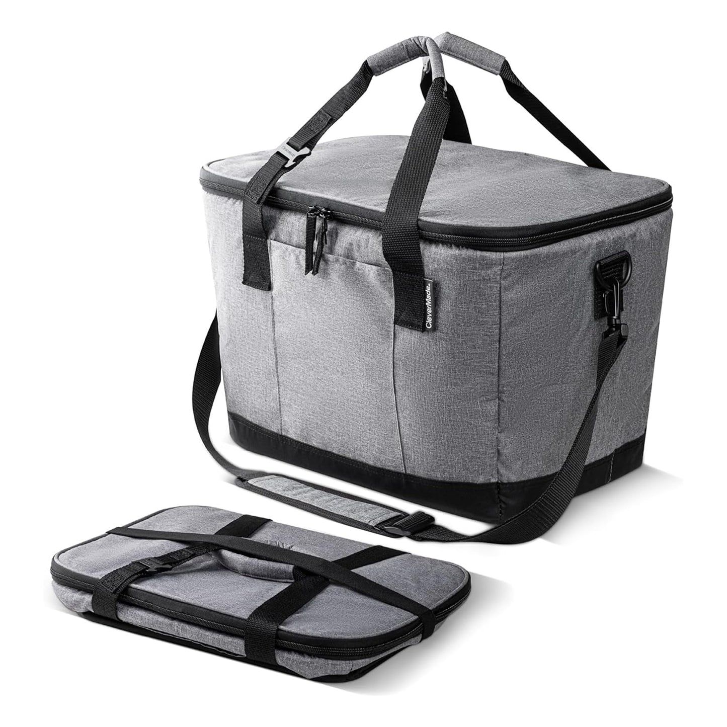 CleverMade Tahoe Collapsible Cooler Bag – Large Portable Cooler Bag for Travel, Foldable Insulated Cooler for Beach, Picnic & Tailgating, Holds Up to 50 Cans, Leakproof Soft Carry Cooler